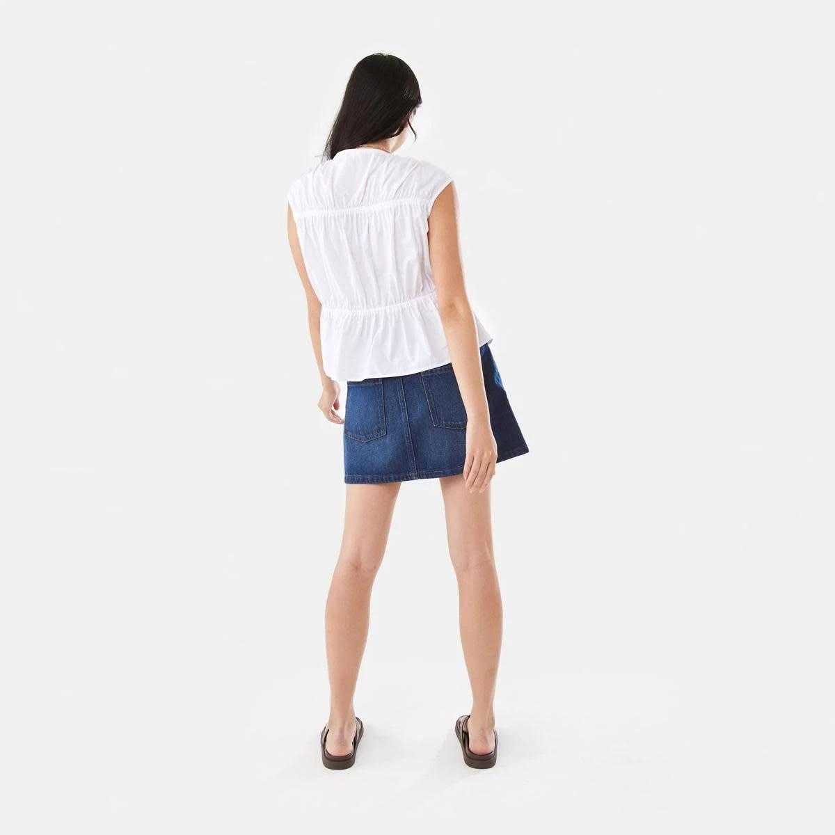 4 Sleeveless Poplin Gathered Tie Top WHITE, 4 of 9