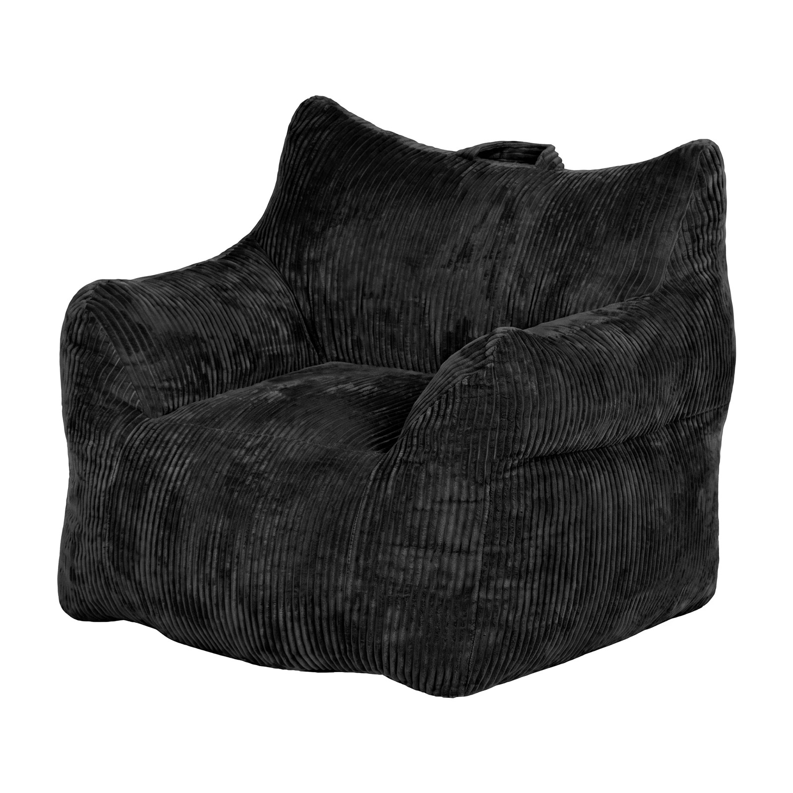 1 Advwin Bean Bag Chair Sofa w/ Armrest Handle Adults Teens Corduroy Lazy Floor Sofa - Black, 1 of 7