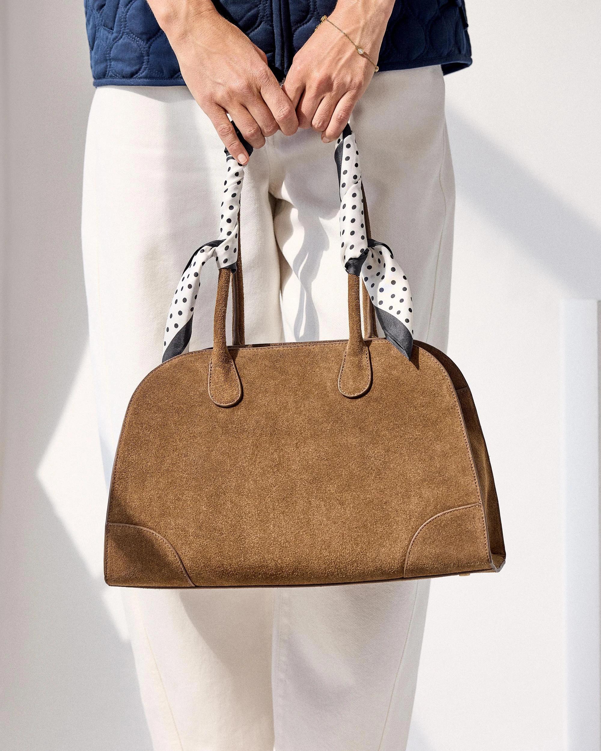 1 Target Woman Premium Suede Leather Bowler Bag HAZELNUT, 1 of 2
