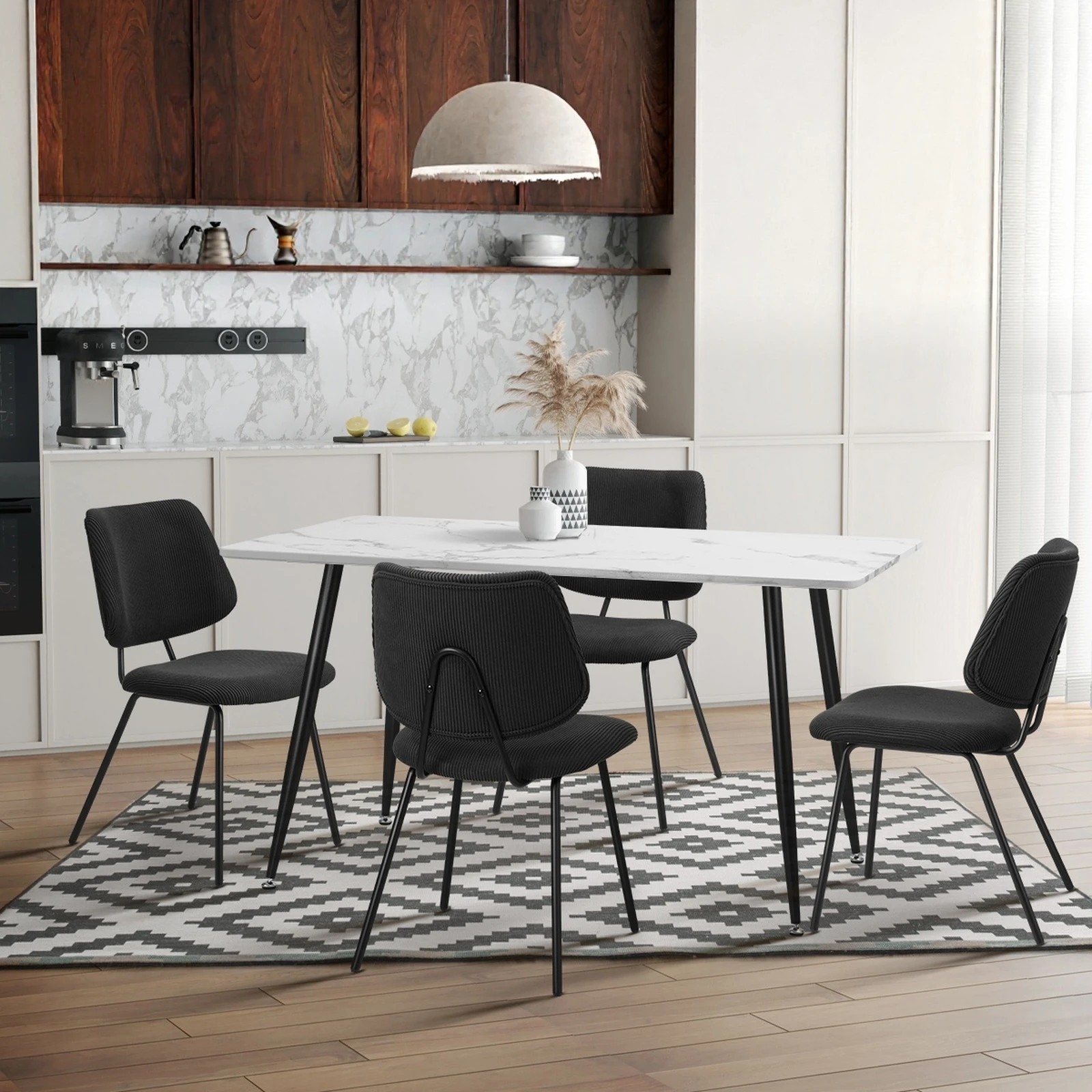 5 Oikiture 2x Dining Chair Vintage Retro Polyester Kitchen Padded Lounge
 - Grey, 5 of 10