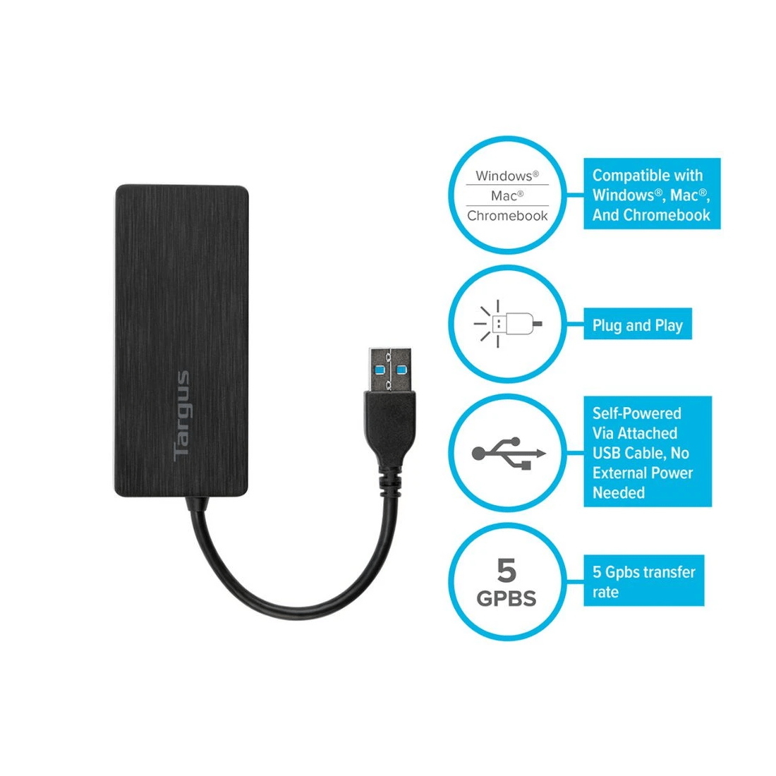 4 Targus 4 Port USB 3.0 Hub, 4 of 4