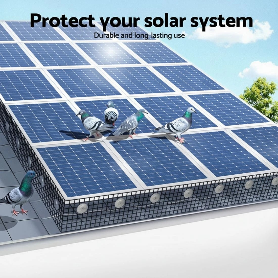 2 Gardeon 20cm x 30M Solar Panel Bird Guard Mesh Critter Guard Roll Kit with Rust-Proof PVC Coating - Black, 2 of 5