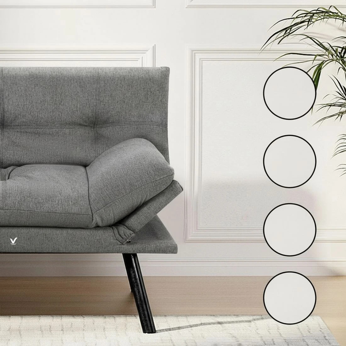 4 Artiss Sofa Bed Convertible 3 Seater Couch Recliner Lounge Chair Fabric - Grey, 4 of 4