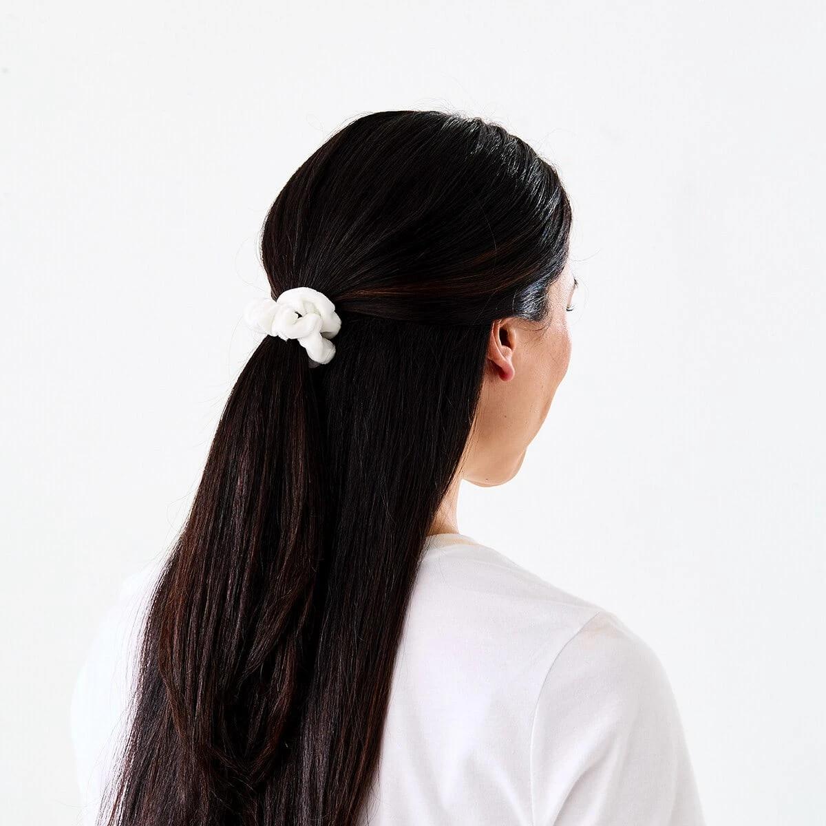4 5 Pack Mini Textured Hair Scrunchies White2, 4 of 5