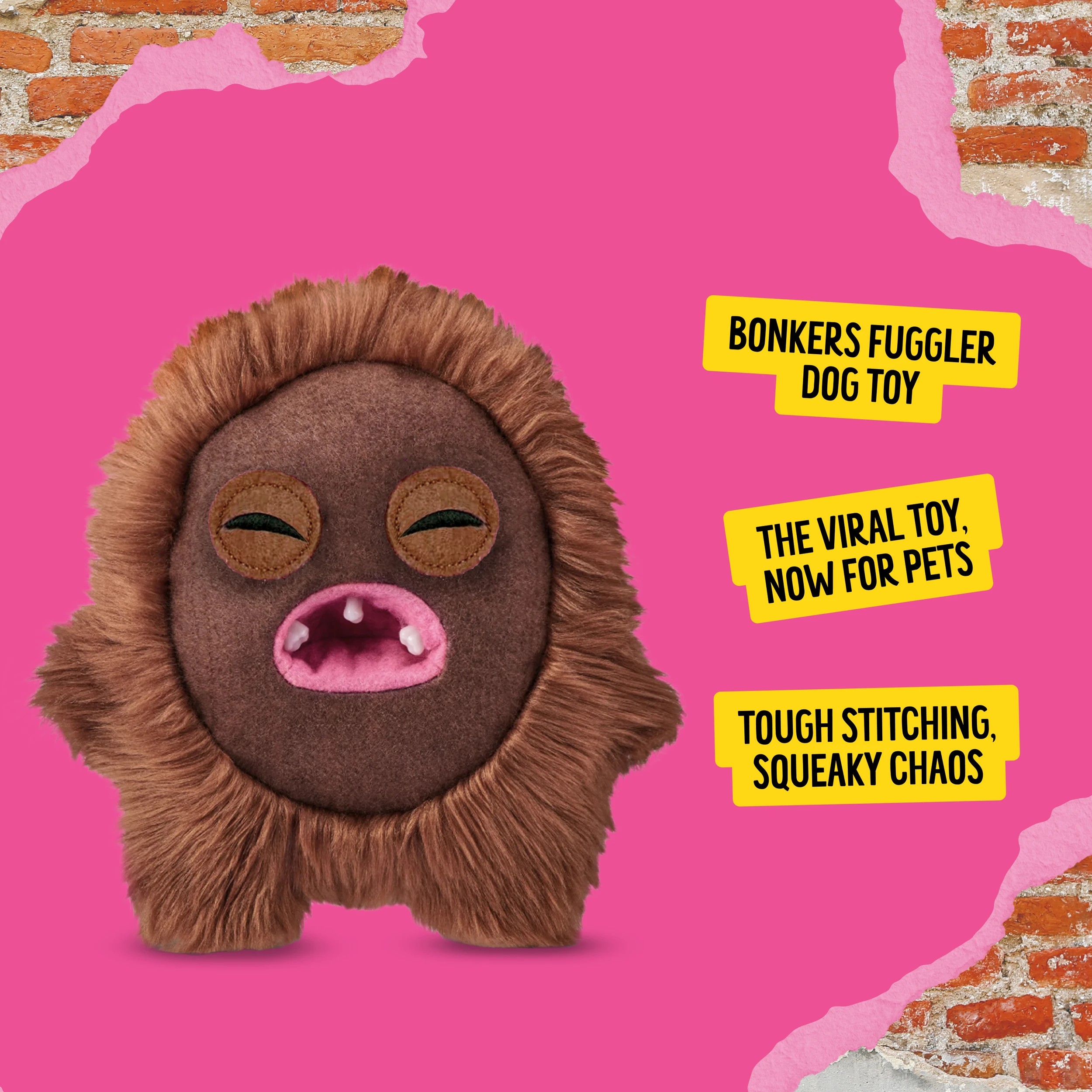 2 20cm BONKERS ZURU Fuggler Hedge Grog Squeaky and Plush Dog Toy, 2 of 5