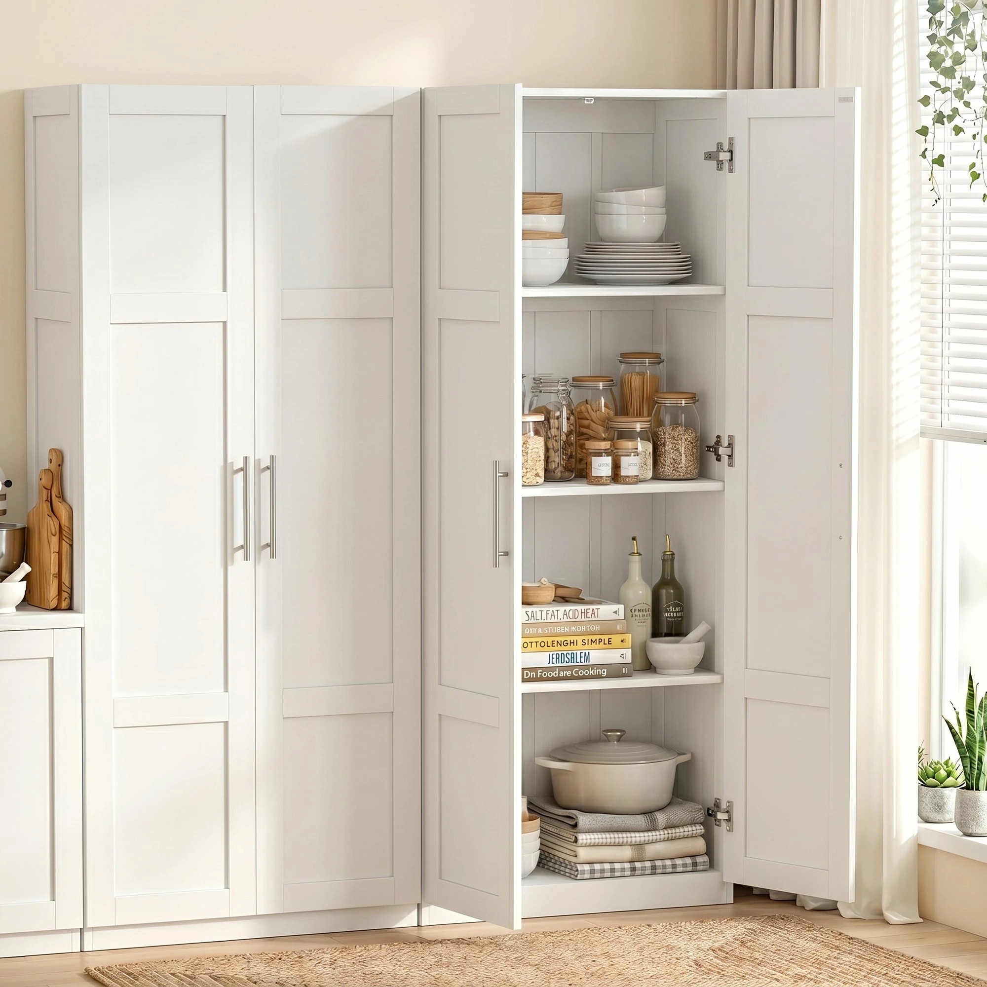 8 Artiss 2x Buffet Unit Cabinet Sideboard Pantry 180cm - White, 8 of 8