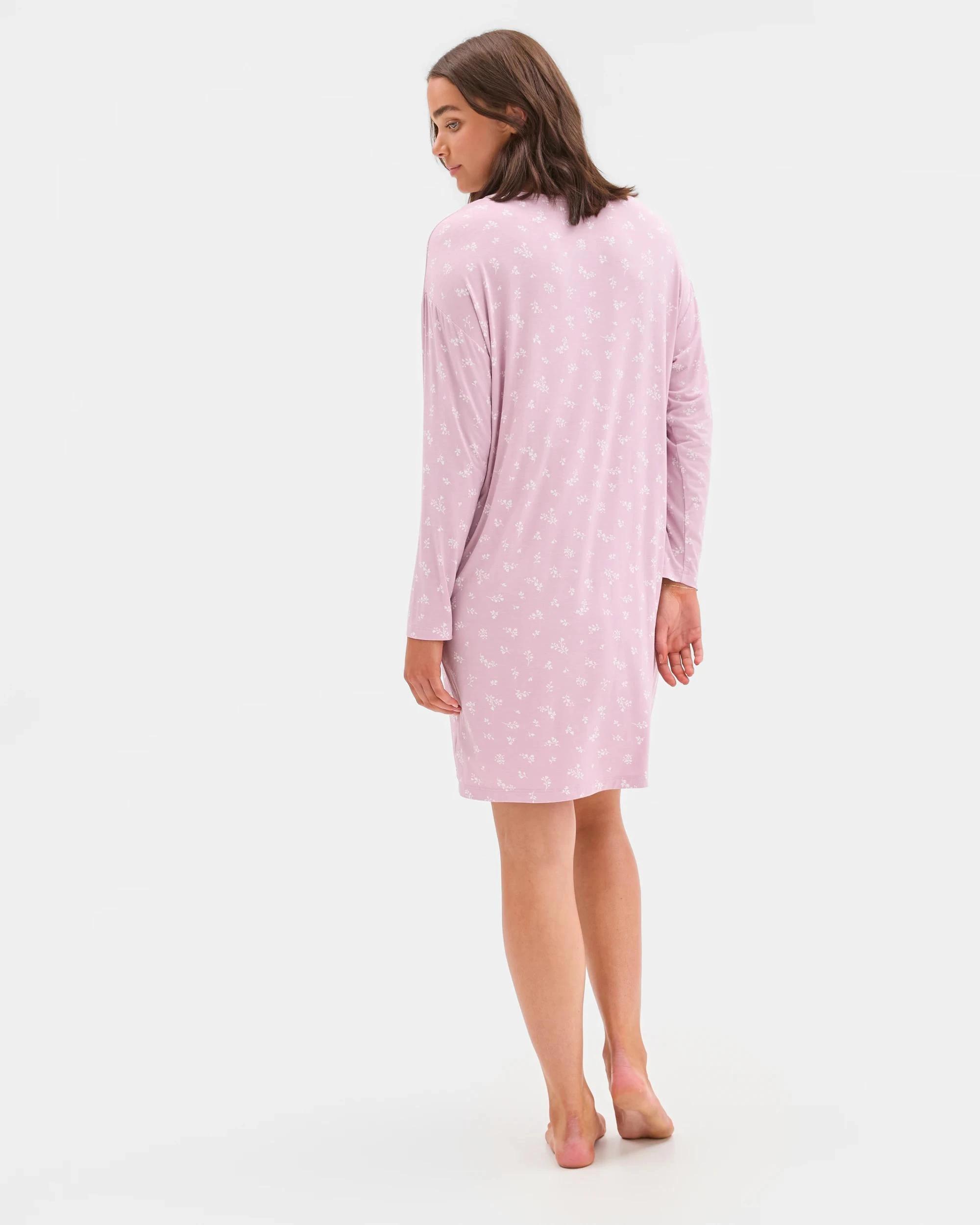 4 Target Woman Soft Comfort Bamboo Long Sleeve T-Shirt Nightie PINK FLORAL, 4 of 5