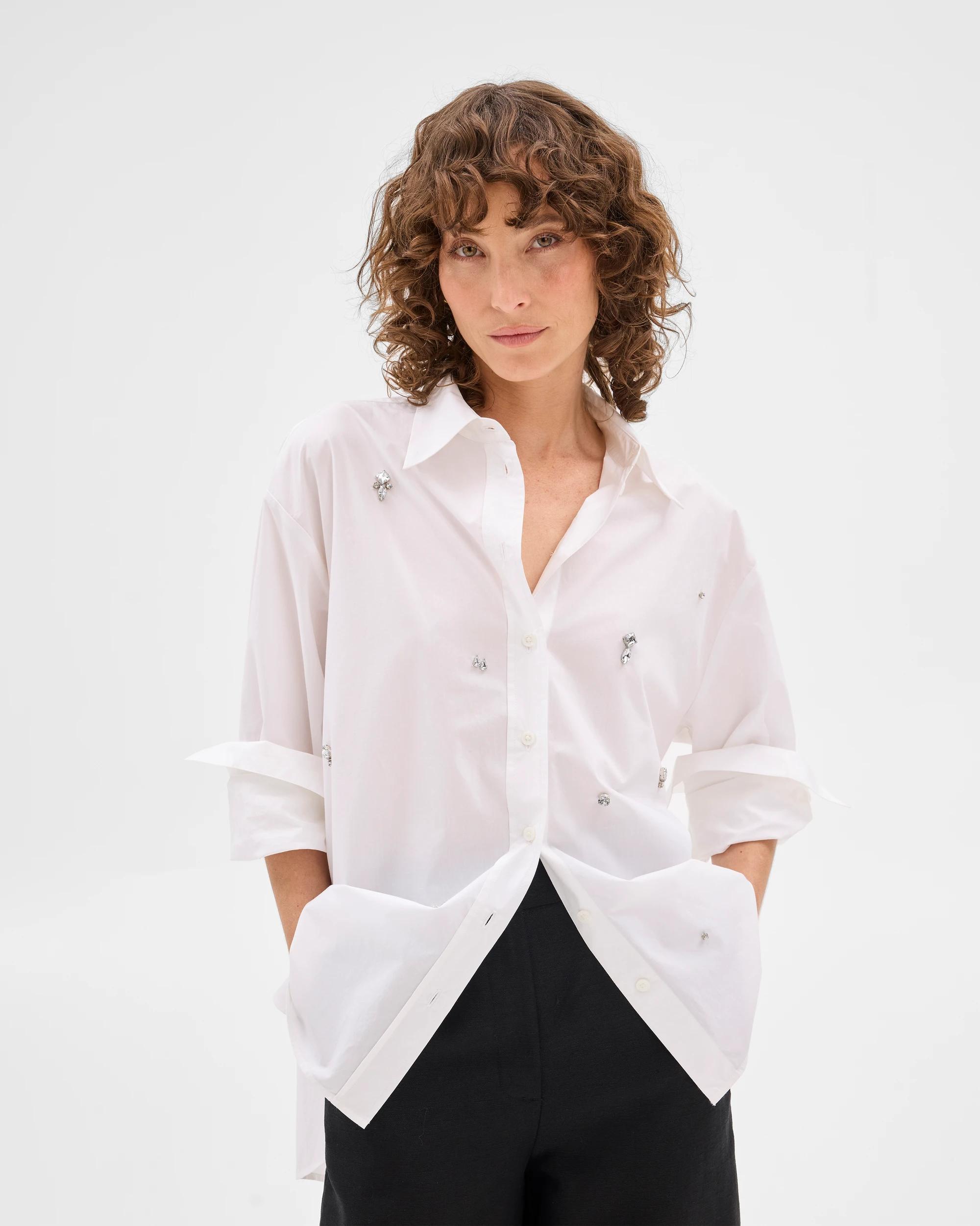 3 Long Sleeve Embellished Shirt - Preview WHITE, 3 of 6