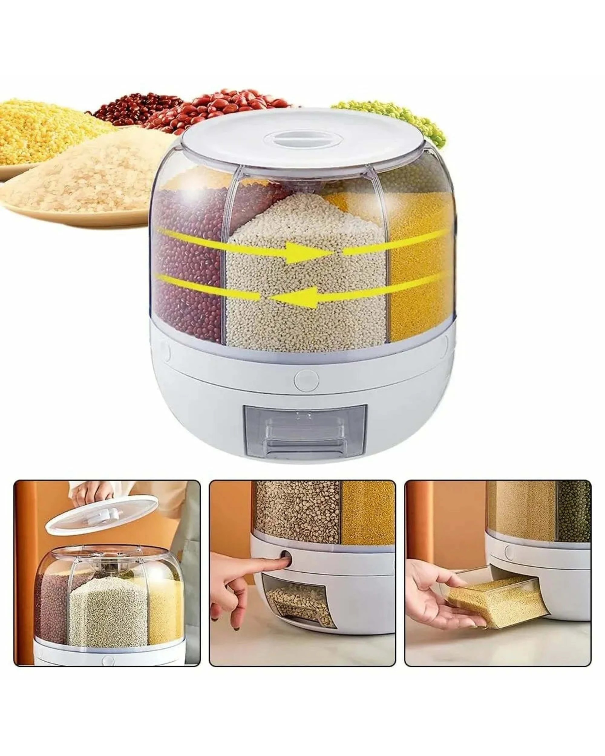 Lifebay Rotating Rice and Grain Storage Container - White - Kmart