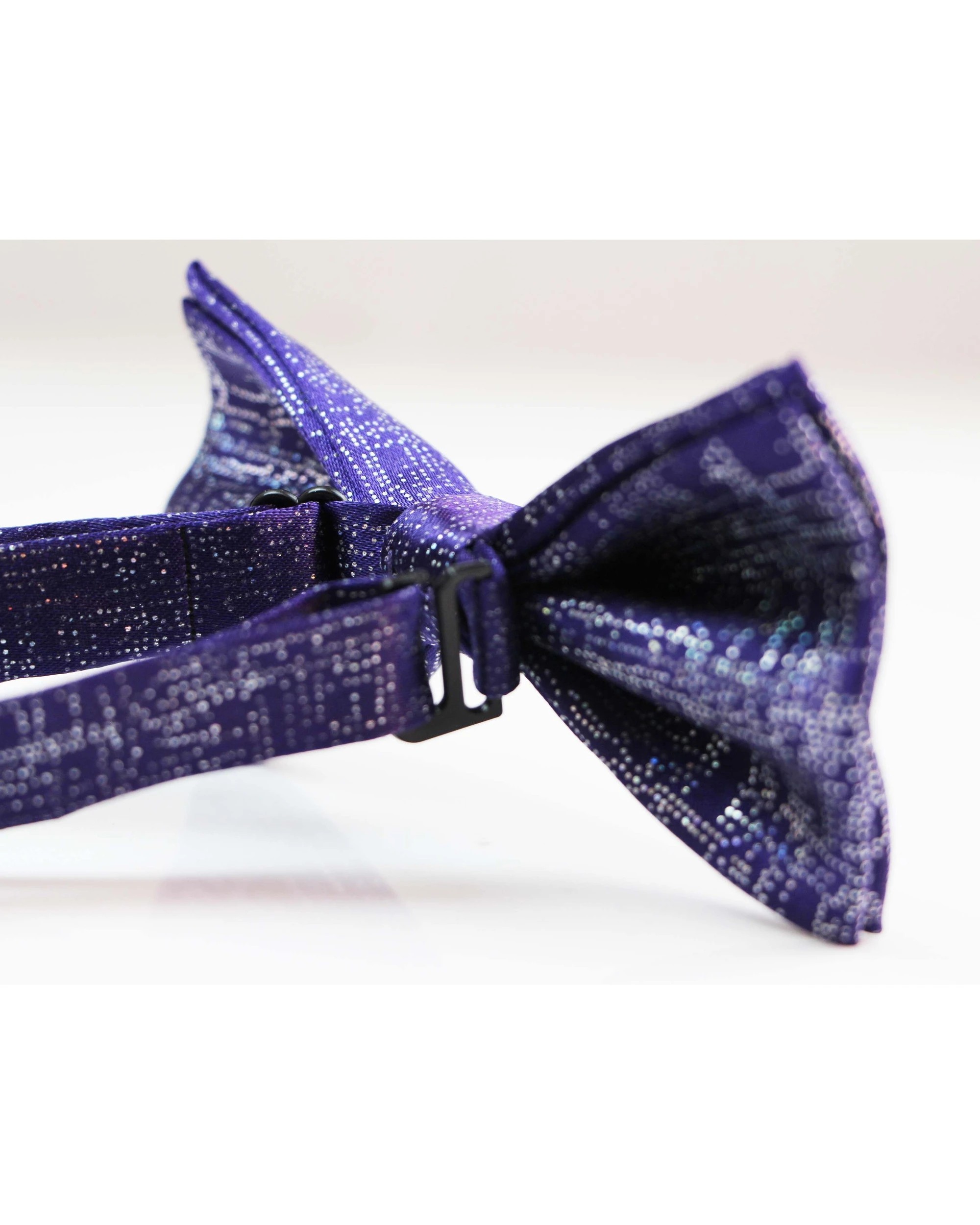 2 Zasel Mens Dark Purple Sparkly Glitter Patterned Bow Tie - Purple, 2 of 4