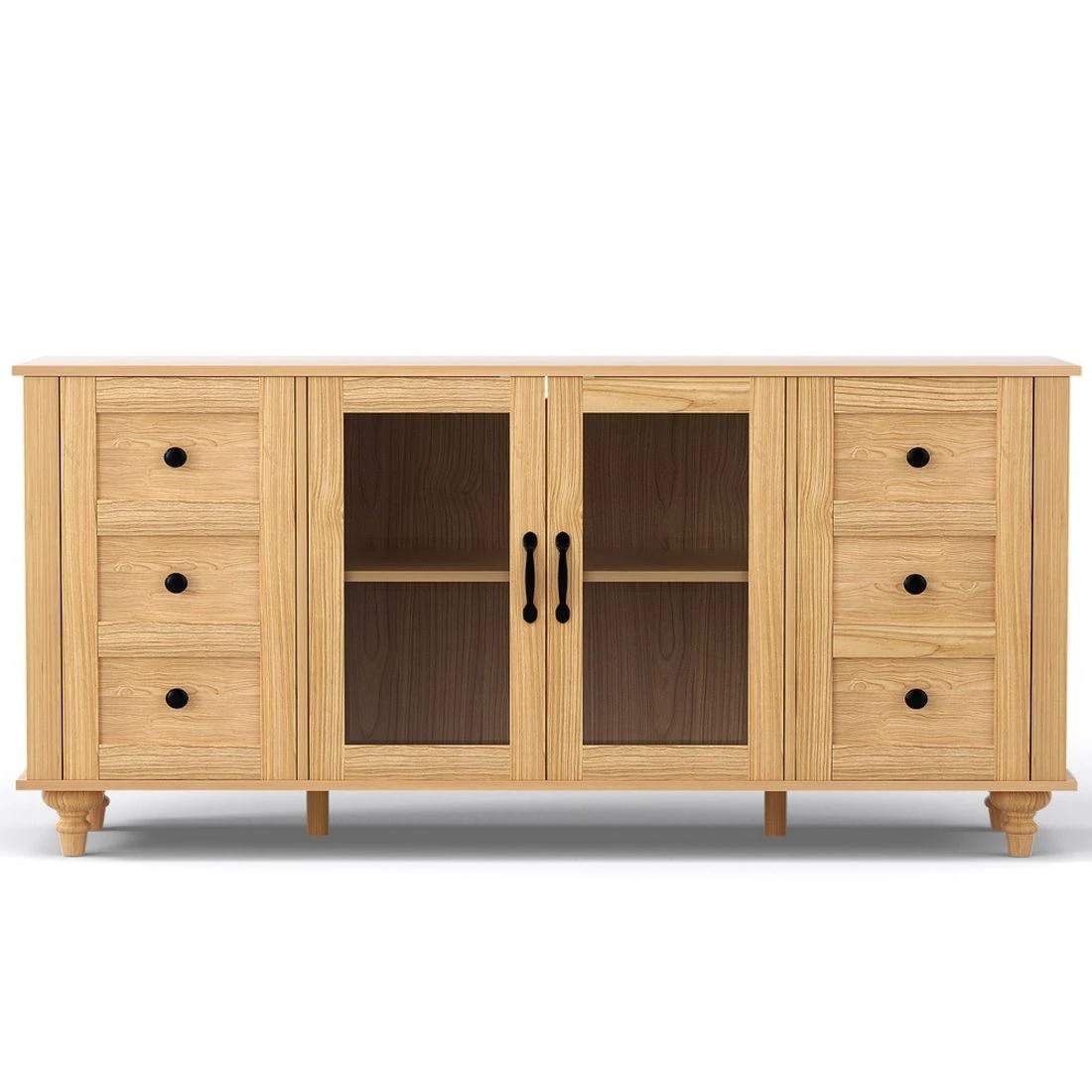 4 Artiss Buffet Sideboard Storage Cabinet Kitchen Cupboard Faux Drawer 150CM Pine - Pine, 4 of 7