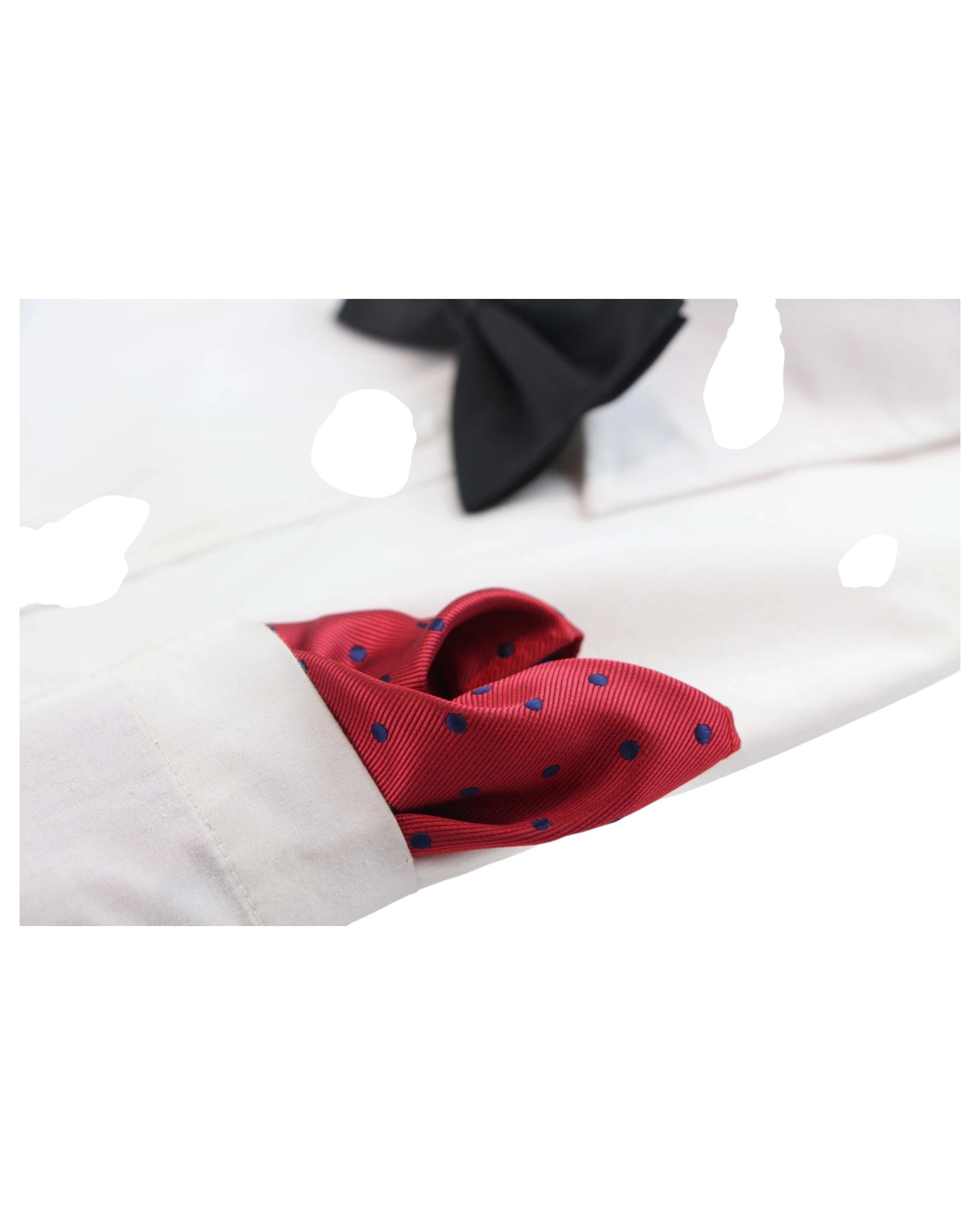3 Zasel Mens Dark Red & Navy Small Polka Dot Silk Pocket Square - Multi, 3 of 3