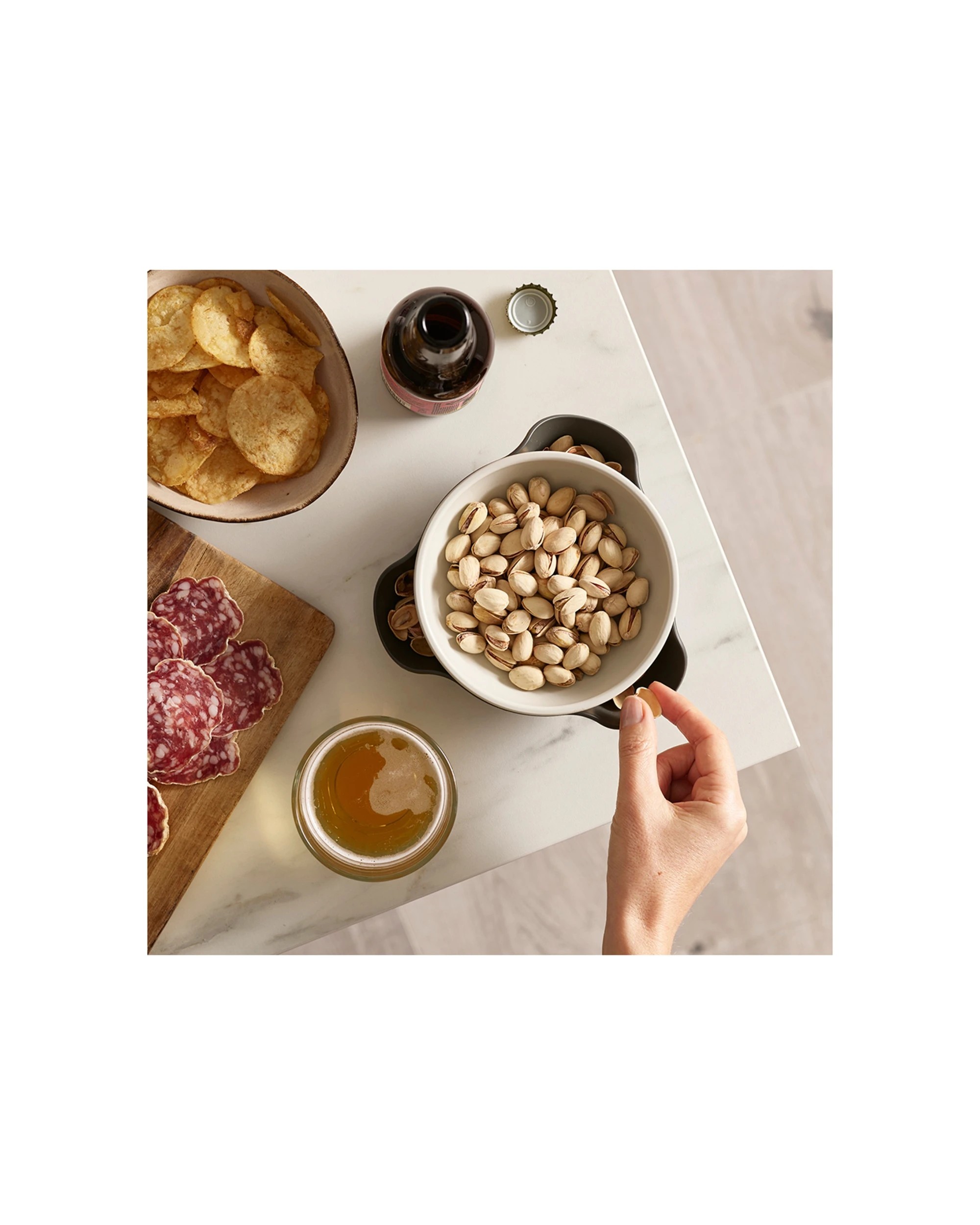 7 Joseph Joseph Double Dish Stacked Bowl Waste Disposal Snack Serving Bowl Compact Design 17.8cm - Grey, 7 of 8