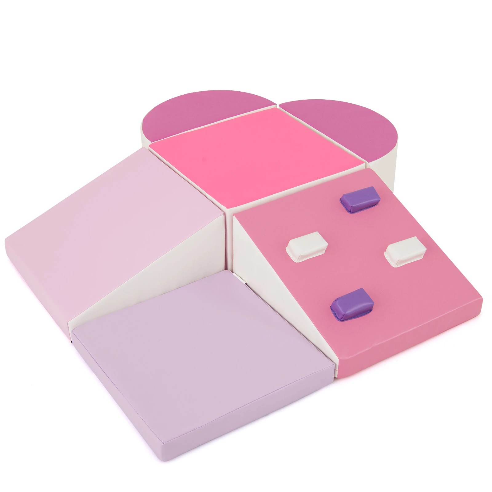 1 Costway 6PCS Soft Foam Climbing Blocks Climb & Crawl Play Set - Pink, 1 of 1
