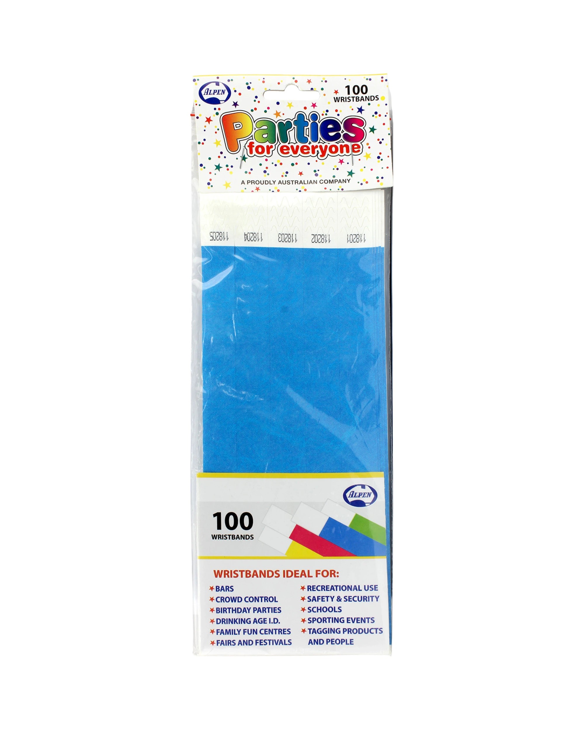 1 Alpen Bright Blue Tyvek Wristbands Pack of 100 - Blue, 1 of 1