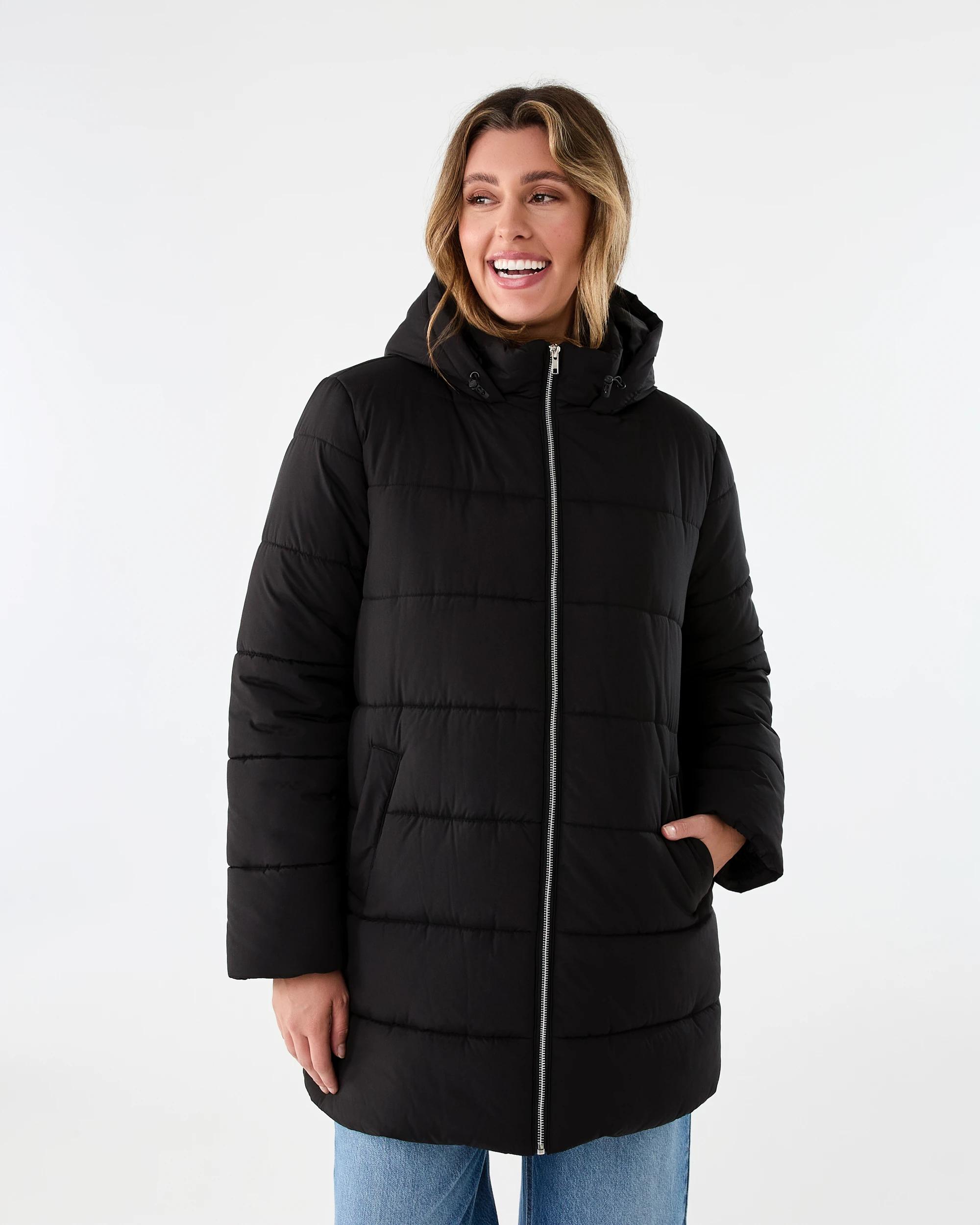 2 Mid Length Puffer Jacket Black, 2 of 7