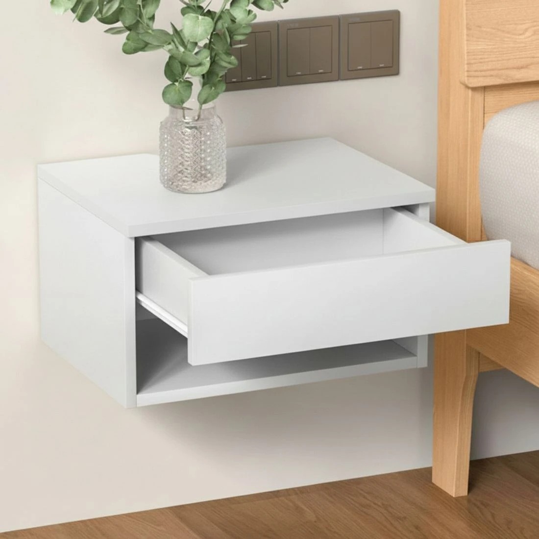 7 Artiss Floating Bedside Table Nightstand Drawer - White, 7 of 7