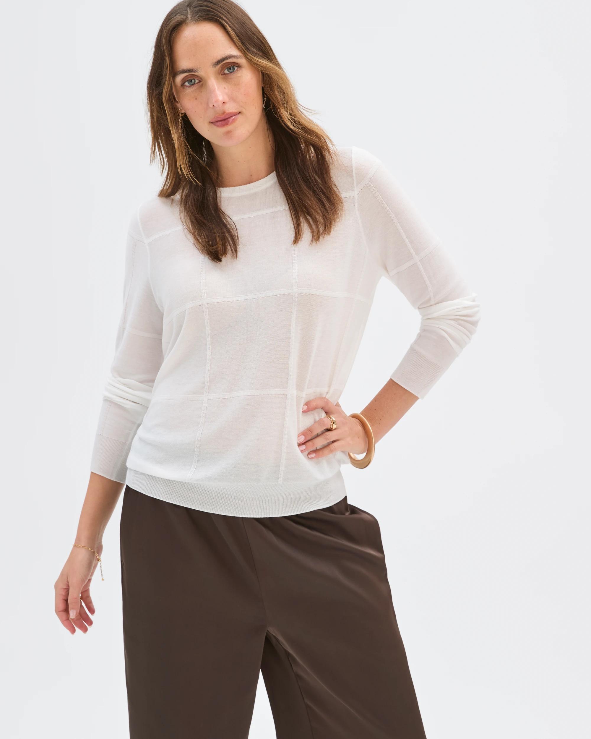 3 Preview Windowpane Knit Jumper CLOUD DANCER, 3 of 7