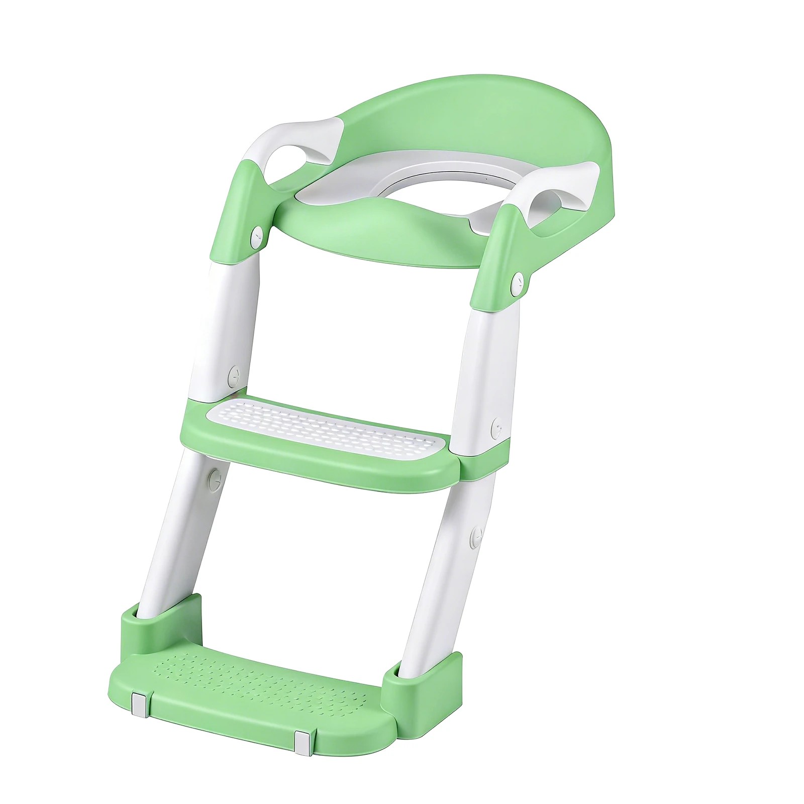 1 Advwin Foldable 2-in-1 Toddler Potty Training Seat with Stool Ladder Height Adjustable Toilet Training Seat - Green, 1 of 10