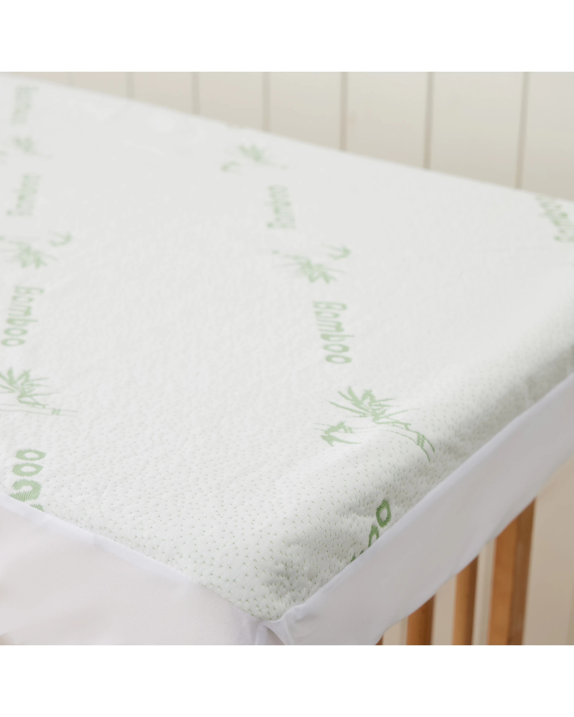 6 Dreamaker Baby 260gsm Bamboo Knitted Waterproof Mattress Protector - COT Boori Size - White, 6 of 8
