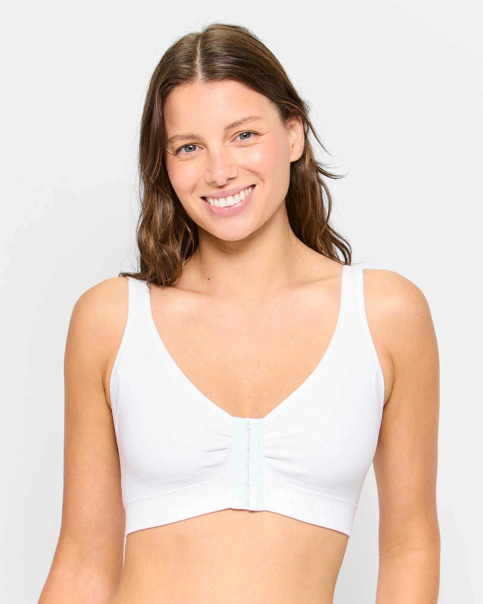 1 Target Woman Post Surgery Seamfree Wirefree Bra WHITE, 1 of 4