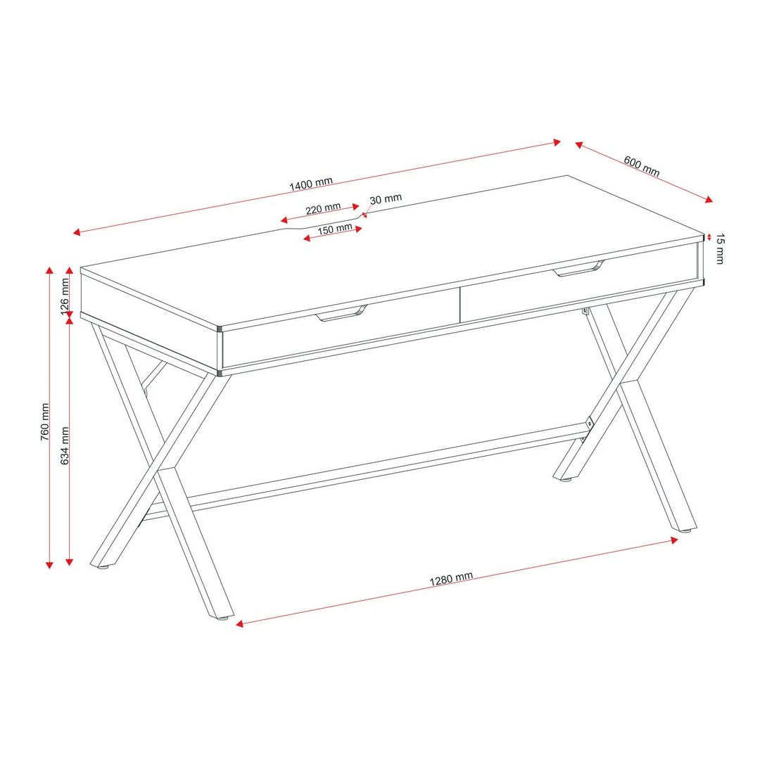 9 Otto Lindenberg Woodgrain Desk 1400mm Black, 9 of 10