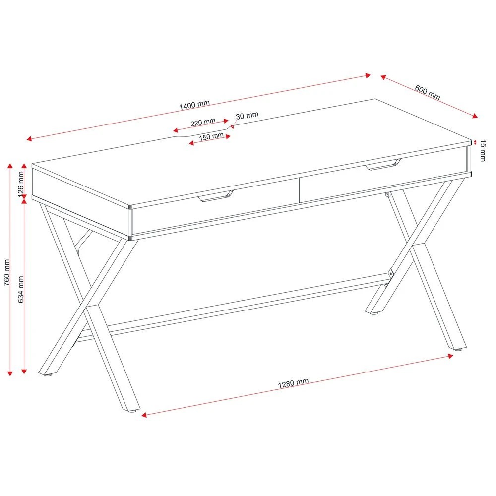 9 Otto Lindenberg Woodgrain Desk 1400mm Black Desks, Tables and Workstations, 9 of 10