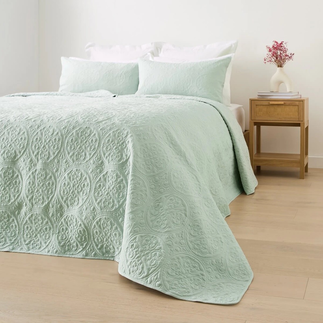 2 Aria Coverlet Set - Queen/King Bed, Seafoam, 2 of 7