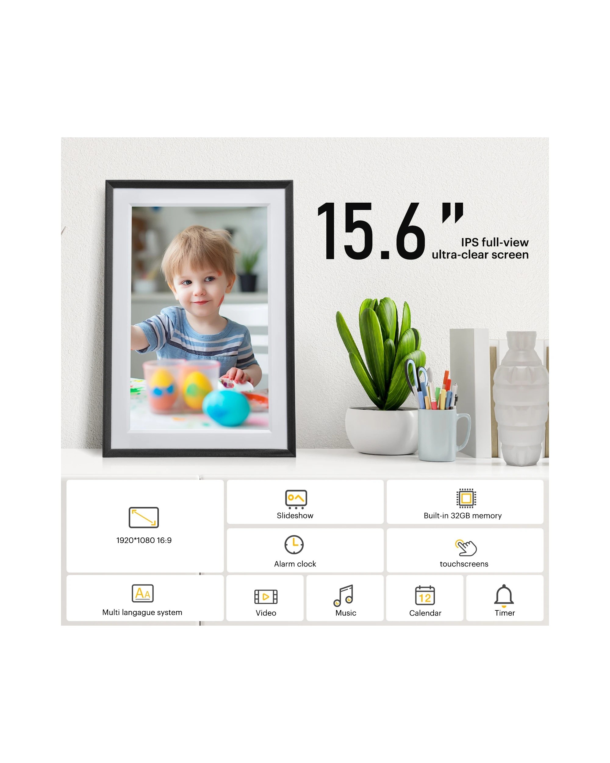5 Kodak RWF-1561P 15.6 Inch Wi-Fi Photo Frame 32GB, 5 of 6