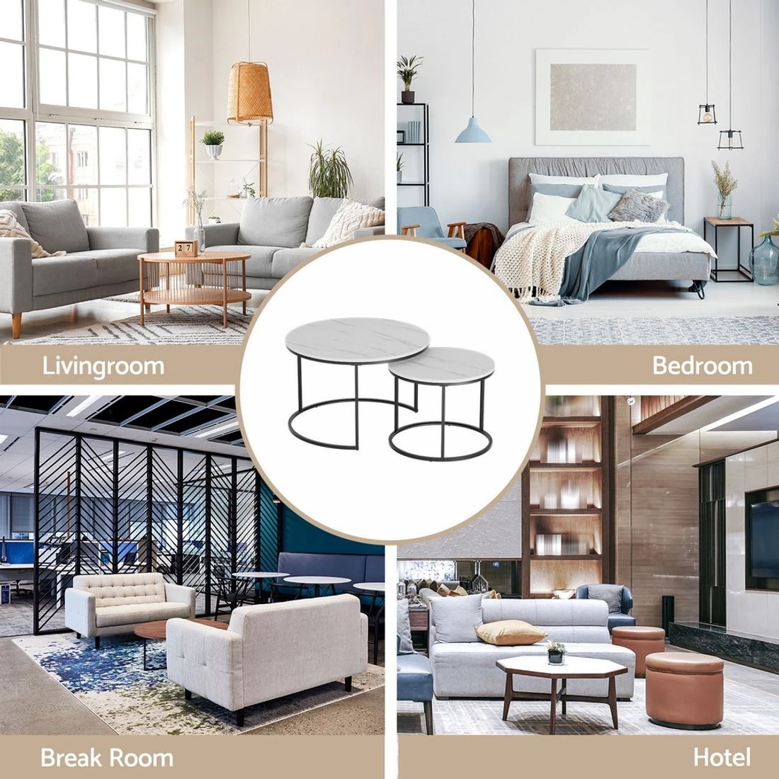 8 Artiss Nesting Coffee Table Set of 2 Marble Effect
 - black, 8 of 8