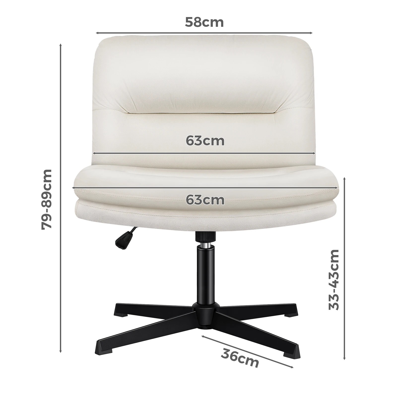 5 Alfordson Office Chair Computer Seat Cross-legged Work Ottoman Velvet - Beige, 5 of 10