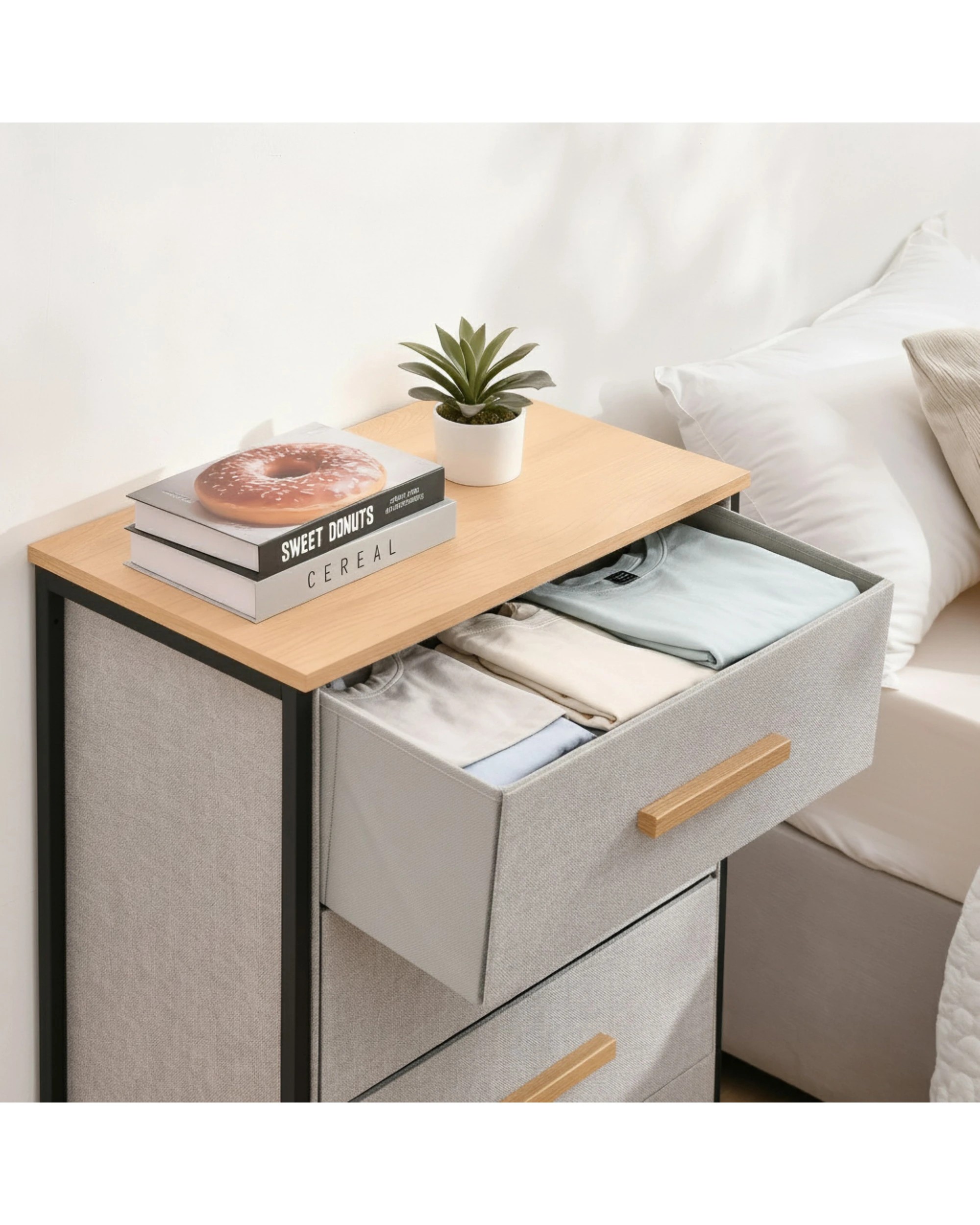 6 Sherwood Selene 4 Drawer Fabric Dresser 60x35x92cm - Grey, 6 of 9