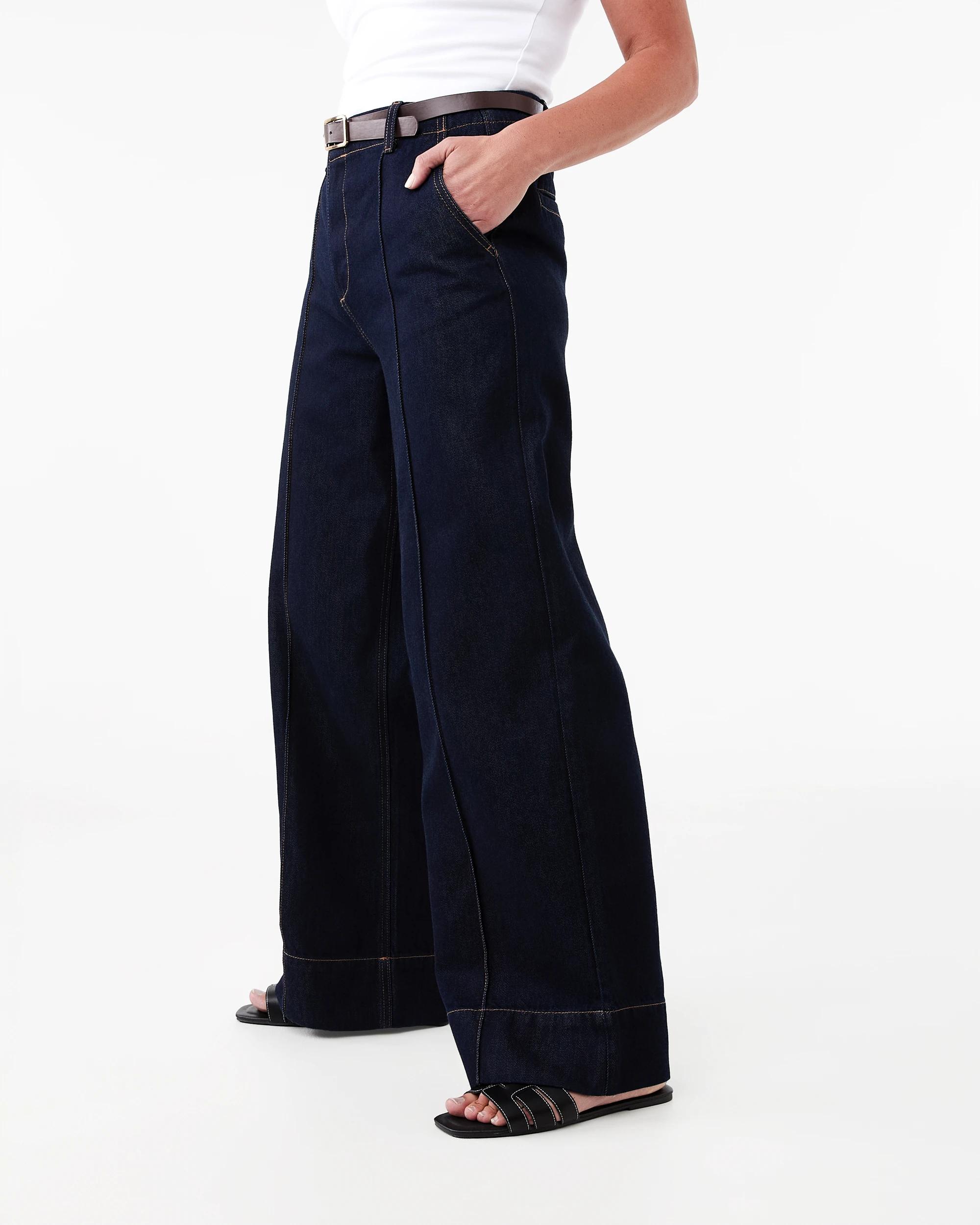 3 Belted Wide Leg Jeans Indigo Wsh, 3 of 9