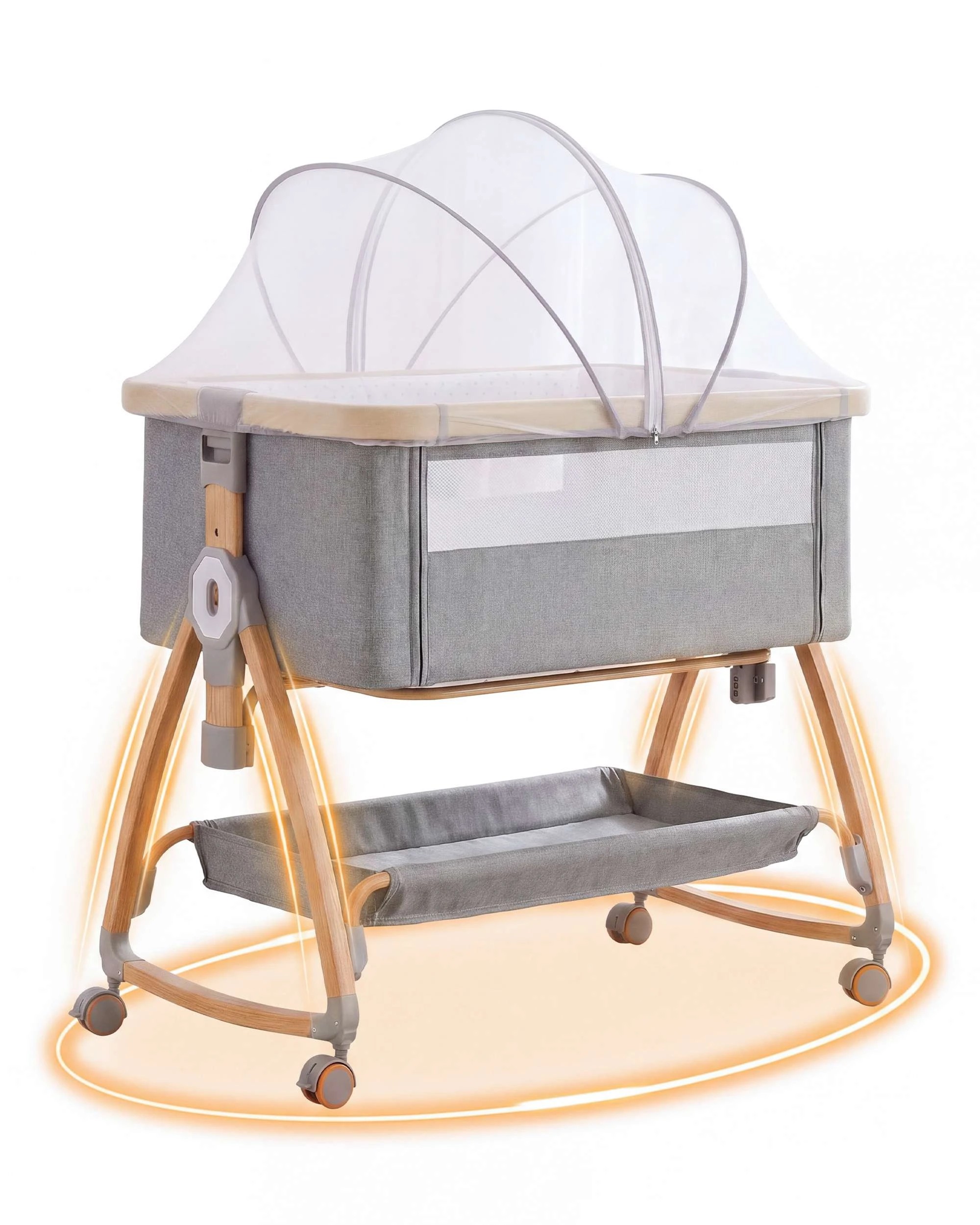 5 PlayPals 3-in-1 Baby Cot Crib Bed Bassinet Bedside Sleeper Portable Grey - Grey, 5 of 8