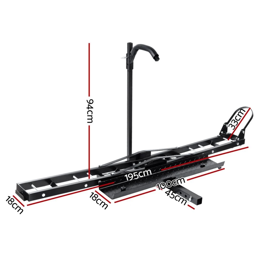 2 Giantz Motorcycle Carrier Rack Ramp, 2" Towbar Adjustable Height - Black, 2 of 7