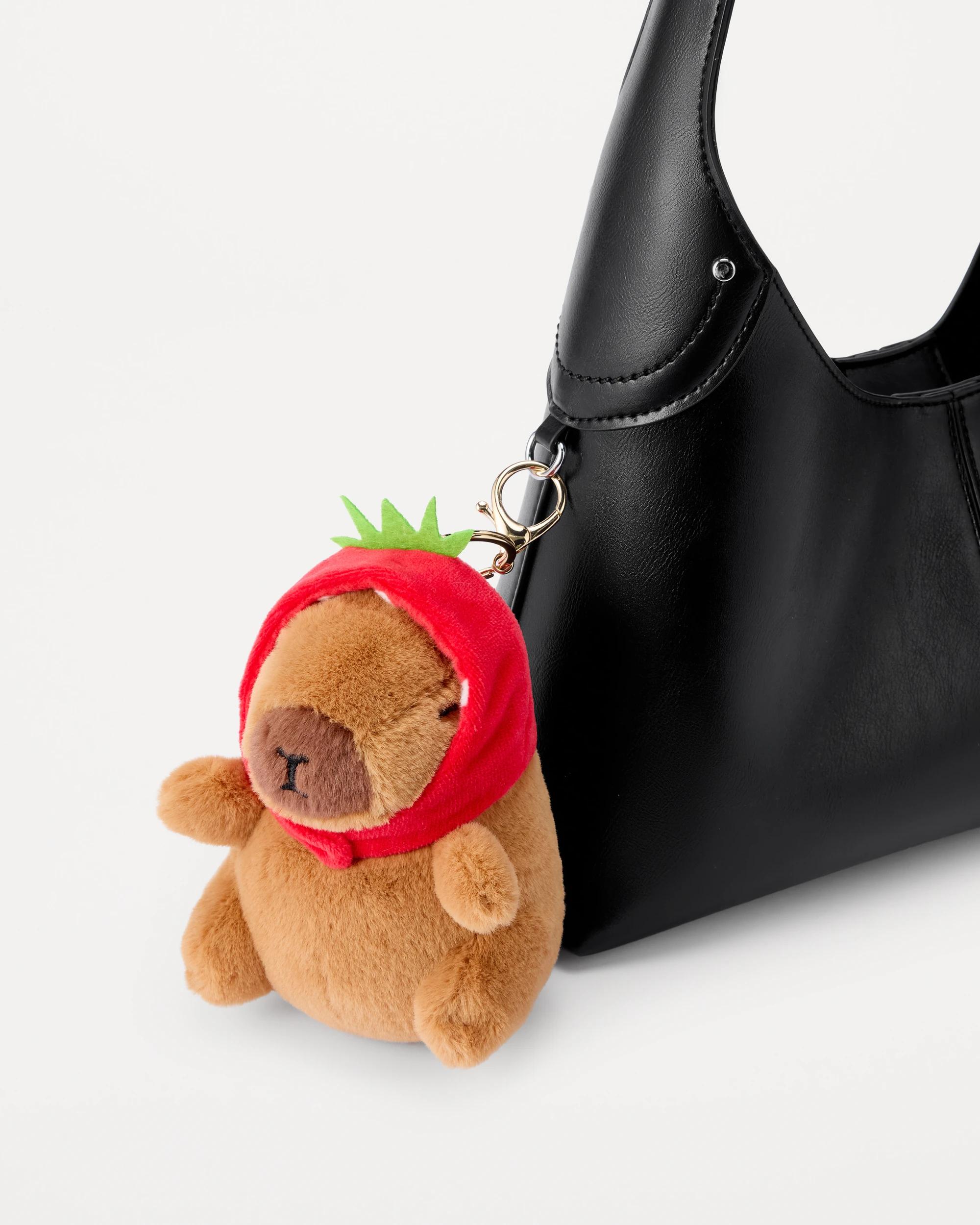 4 Fluffy Capybara Charm Keyring - Gold Tone and Brown Brown, 4 of 5