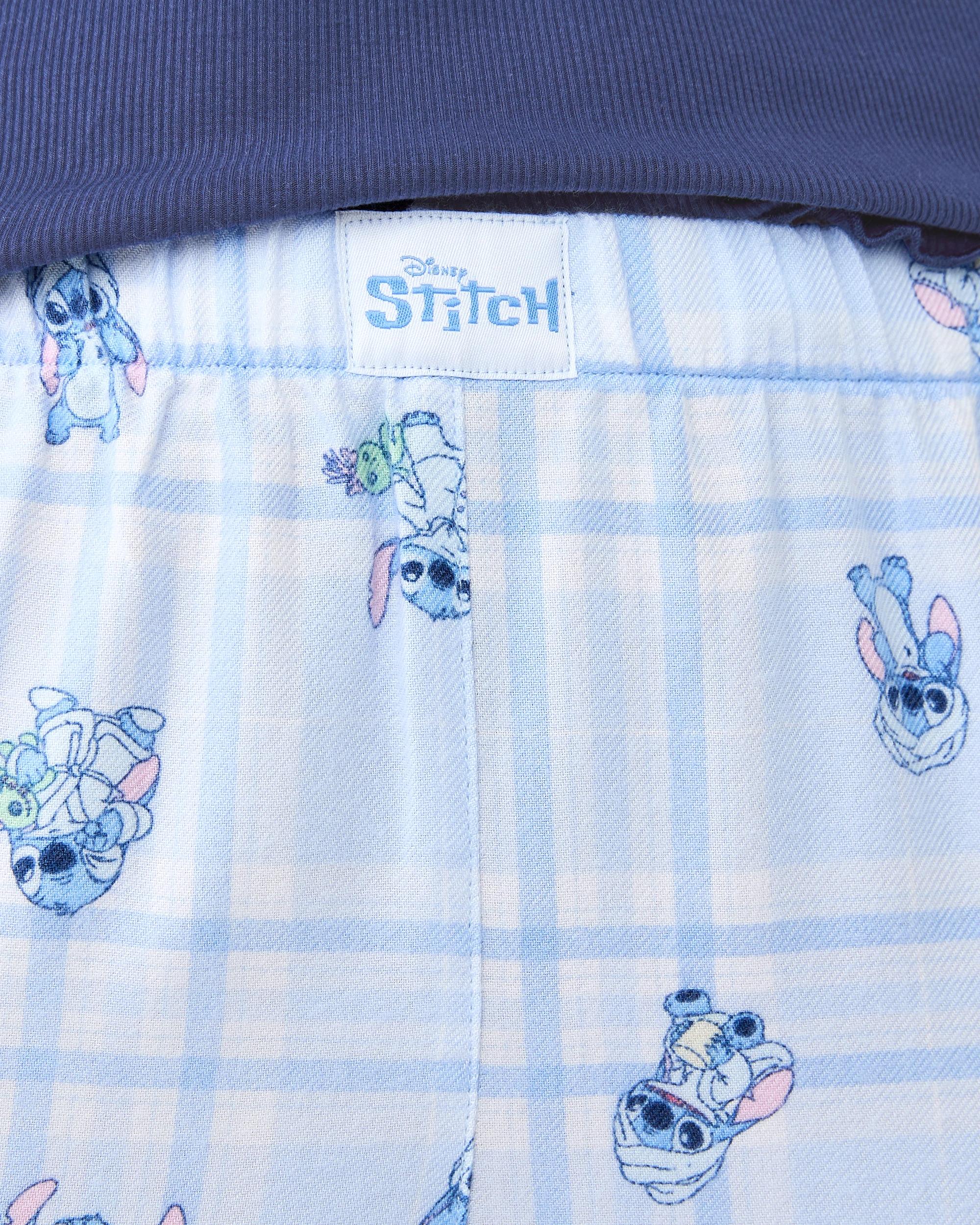 7 Disney Stitch License Long Sleeve Rib Top and Flannel Pants Pyjama Set Stch Grwm, 7 of 7