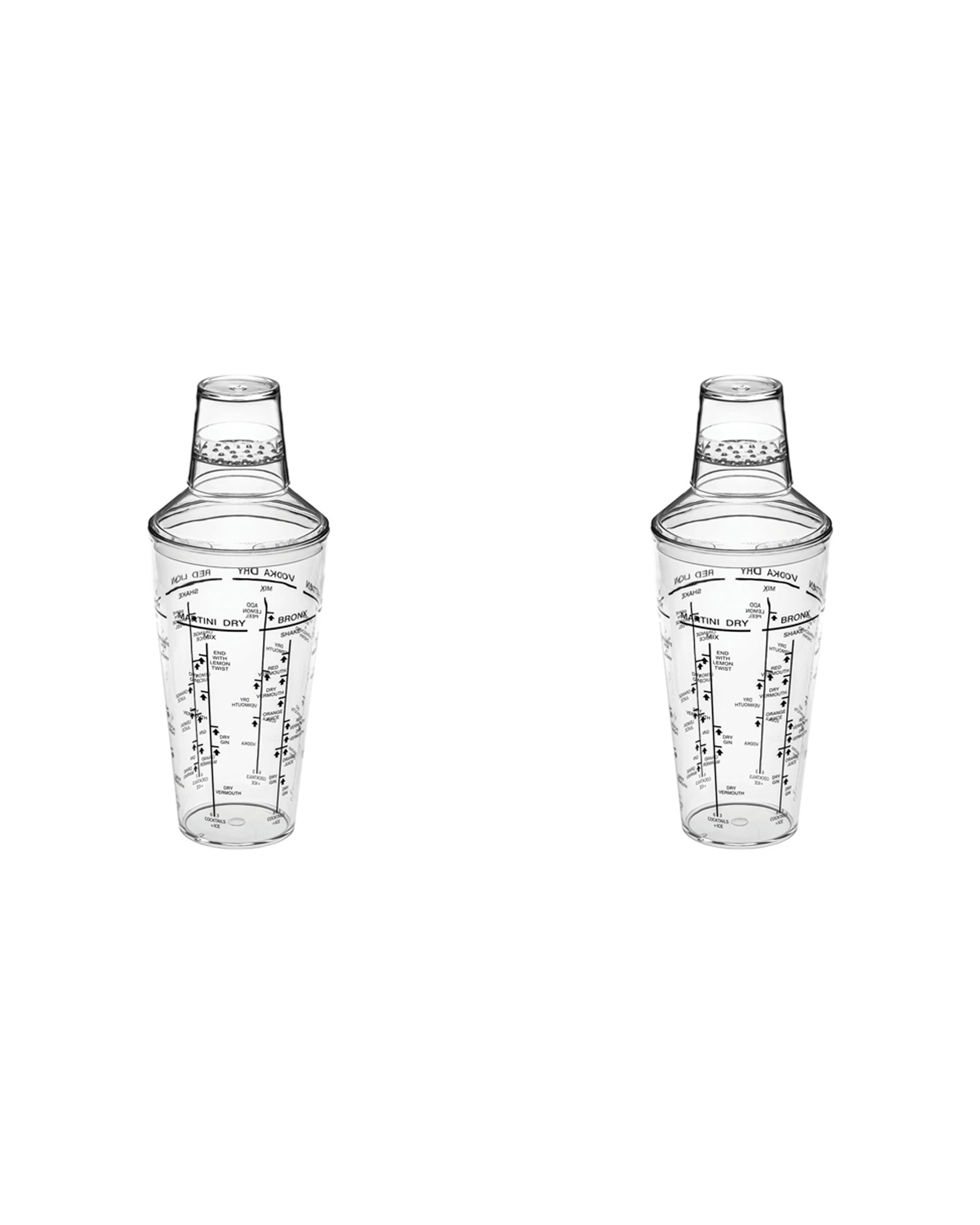 1 Avanti 2PK Acrylic Cocktail Shaker Mixer 700ml Built-In Strainer Wide Mouth - Clear, 1 of 1