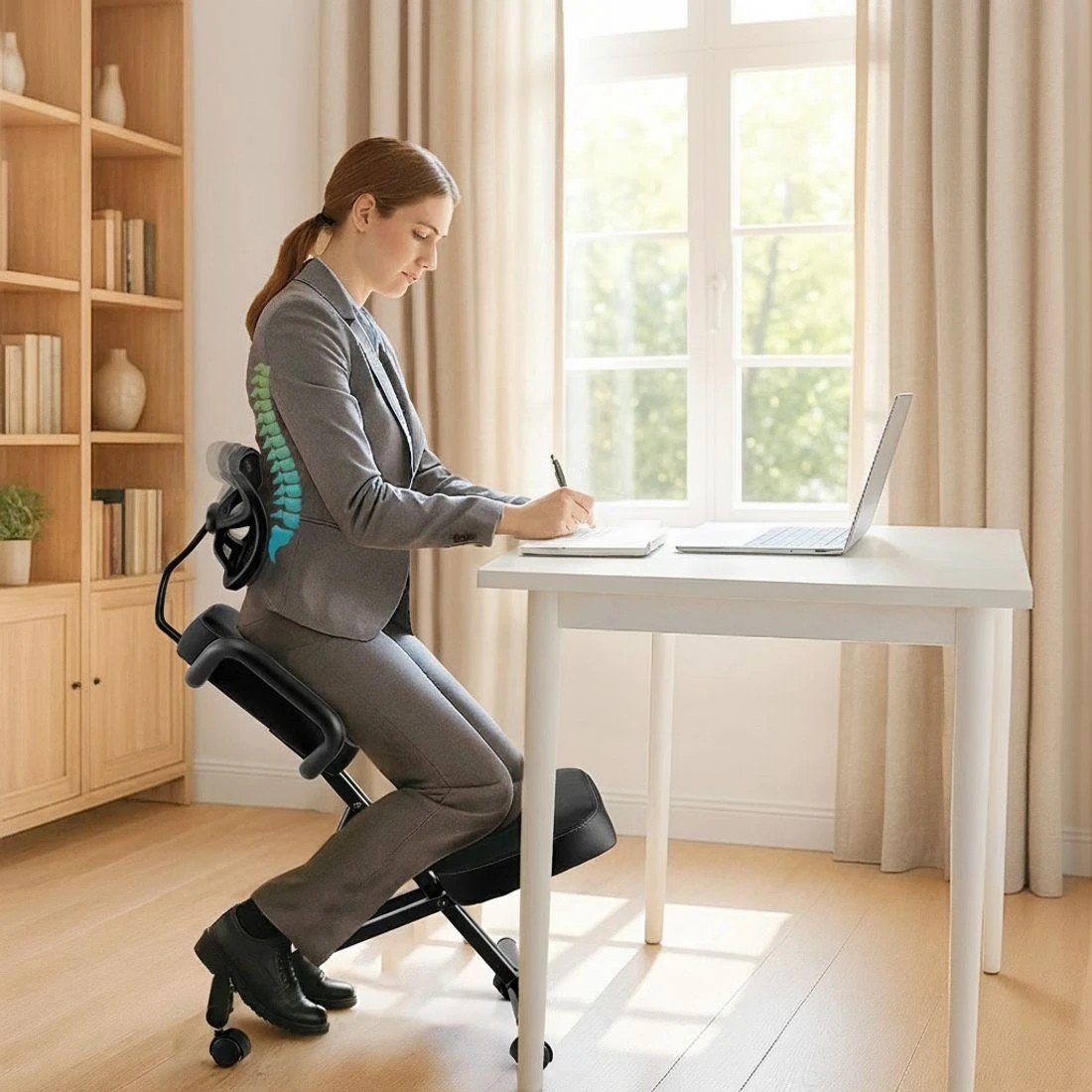 4 Artiss Kneeling Chair Ergonomic Office Home Knee Seat Posture Back Stretch Rest - Black, 4 of 6