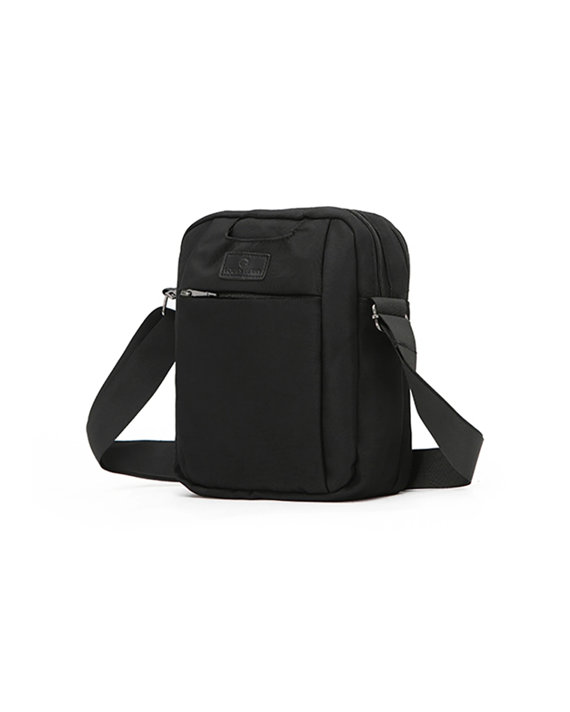 1 Louis Berry Nylon Dual Zipper Shoulder Bag 19X11X25Cm Three Zipper Compartment - Black, 1 of 1