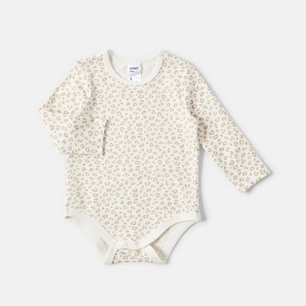 1 Long Sleeve Print Bodysuit Ani Egret, 1 of 3