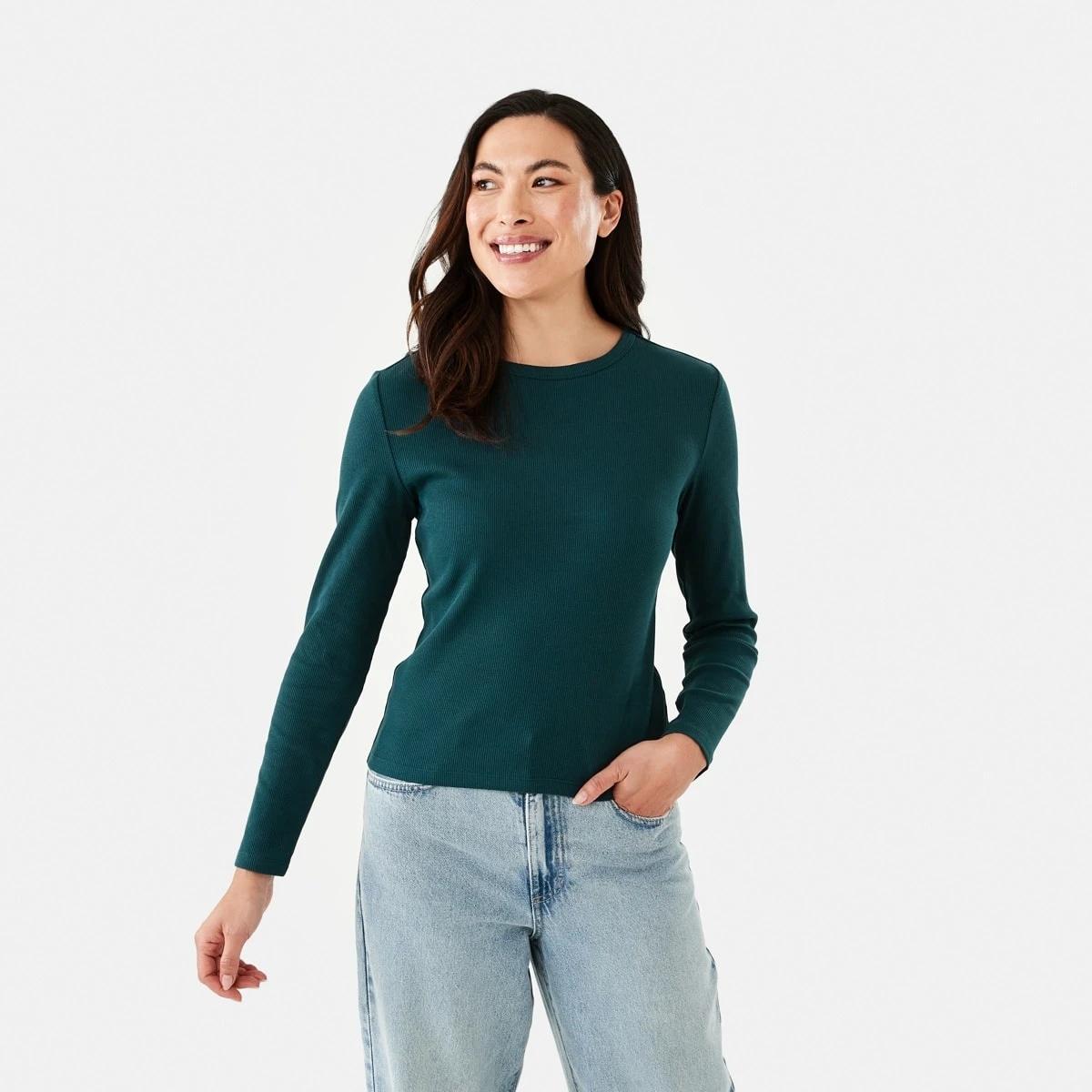 2 Long Sleeve Rib Crew T-shirt Kason Gren, 2 of 6