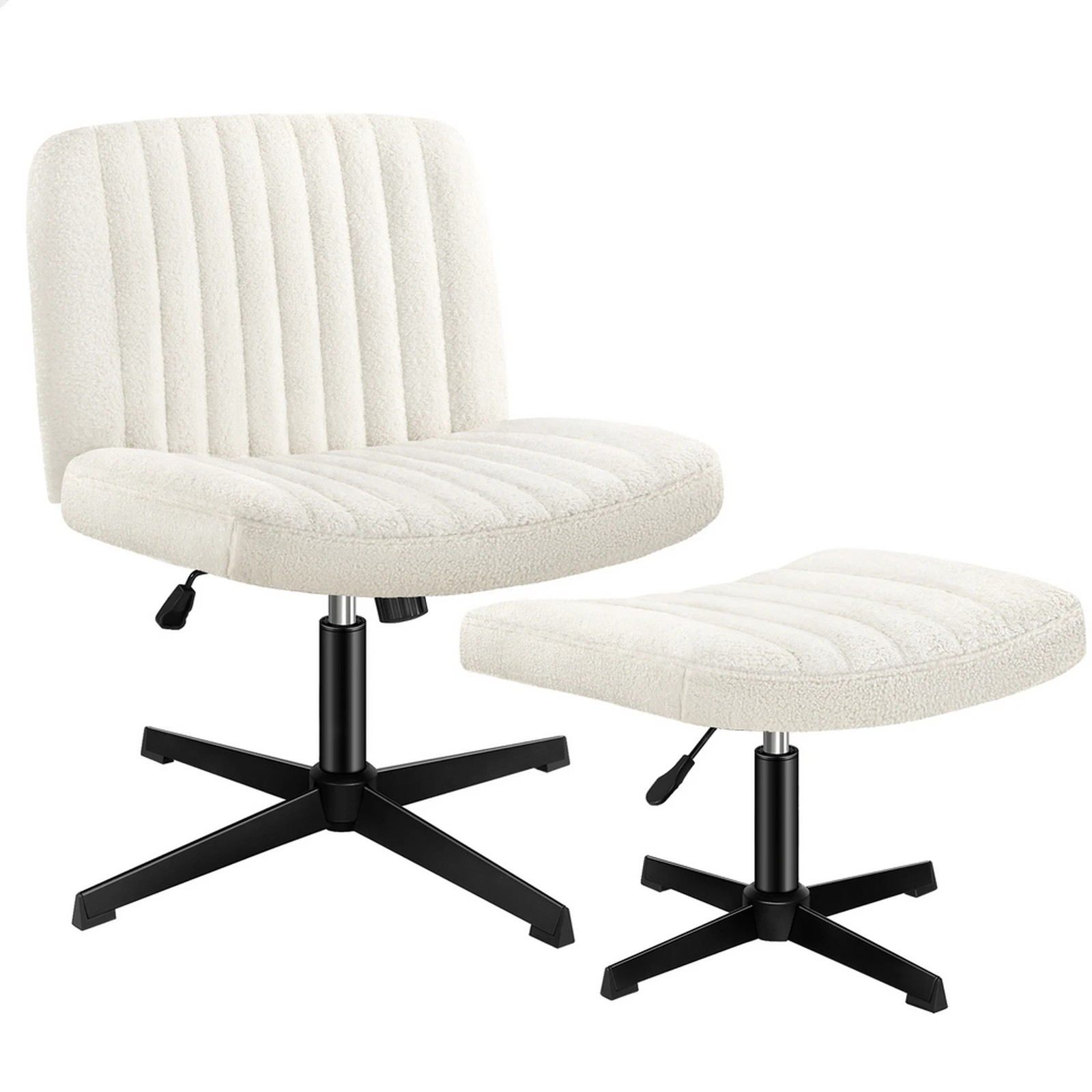 1 Alfordson Office Chair Computer Executive Seat Work Ottoman Boucle - White, 1 of 10