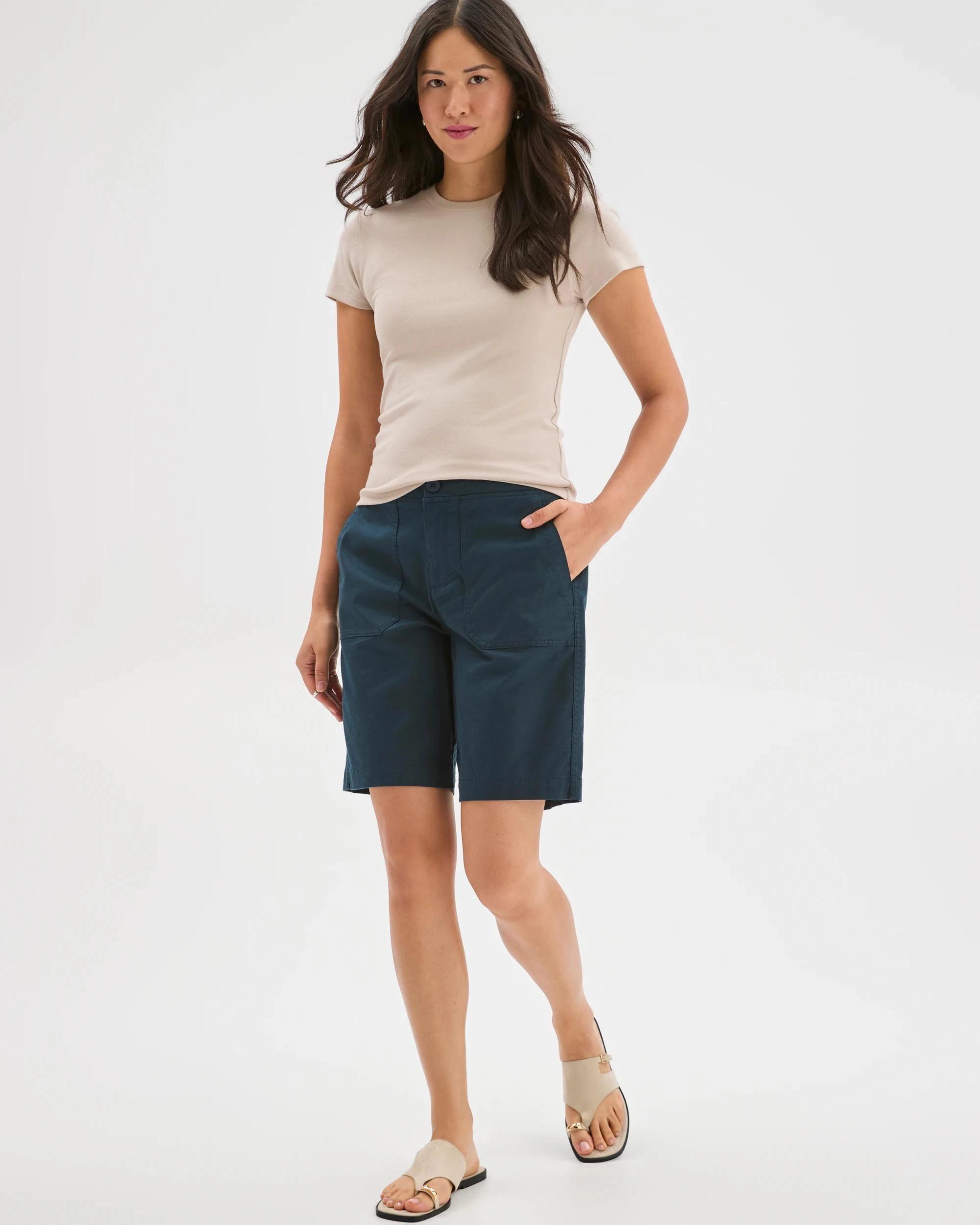 1 Target Woman Australian Cotton Blend Rib Waist Shorts DEEP OCEAN, 1 of 7