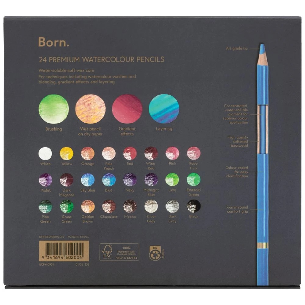 2 Born Premium Watercolour Pencils 24 Pack, 2 of 4