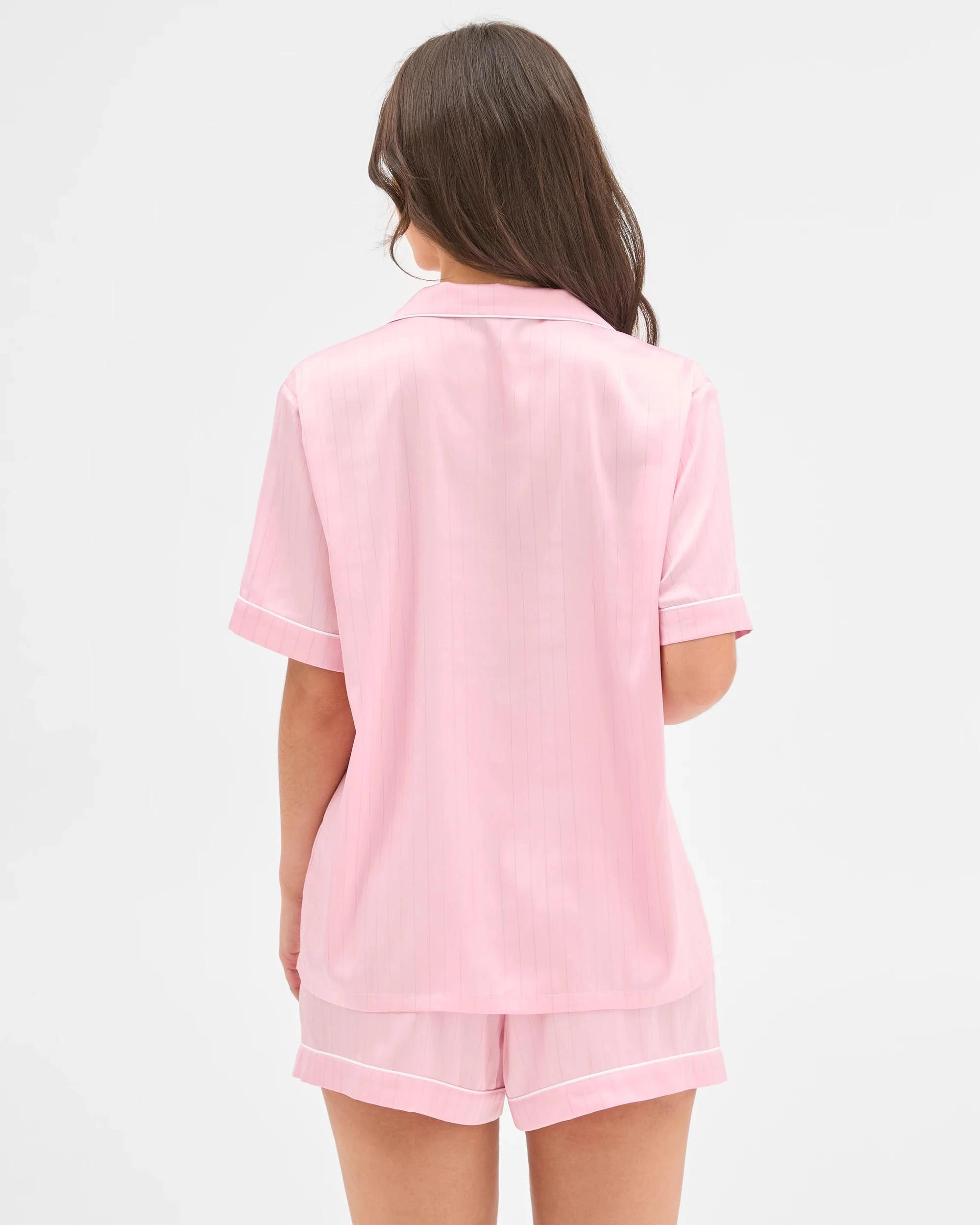 6 Target Woman Satin Lurex Shirt and Shorts Pyjama Set PINK, 6 of 6