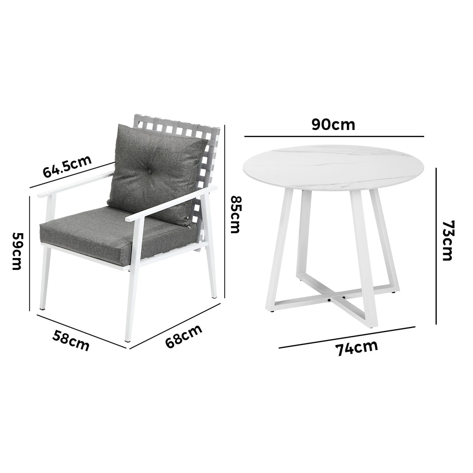2 Livsip Outdoor Dining Set Patio Furniture Setting 3PCS Round Table Rattan Chair - Multi, 2 of 9