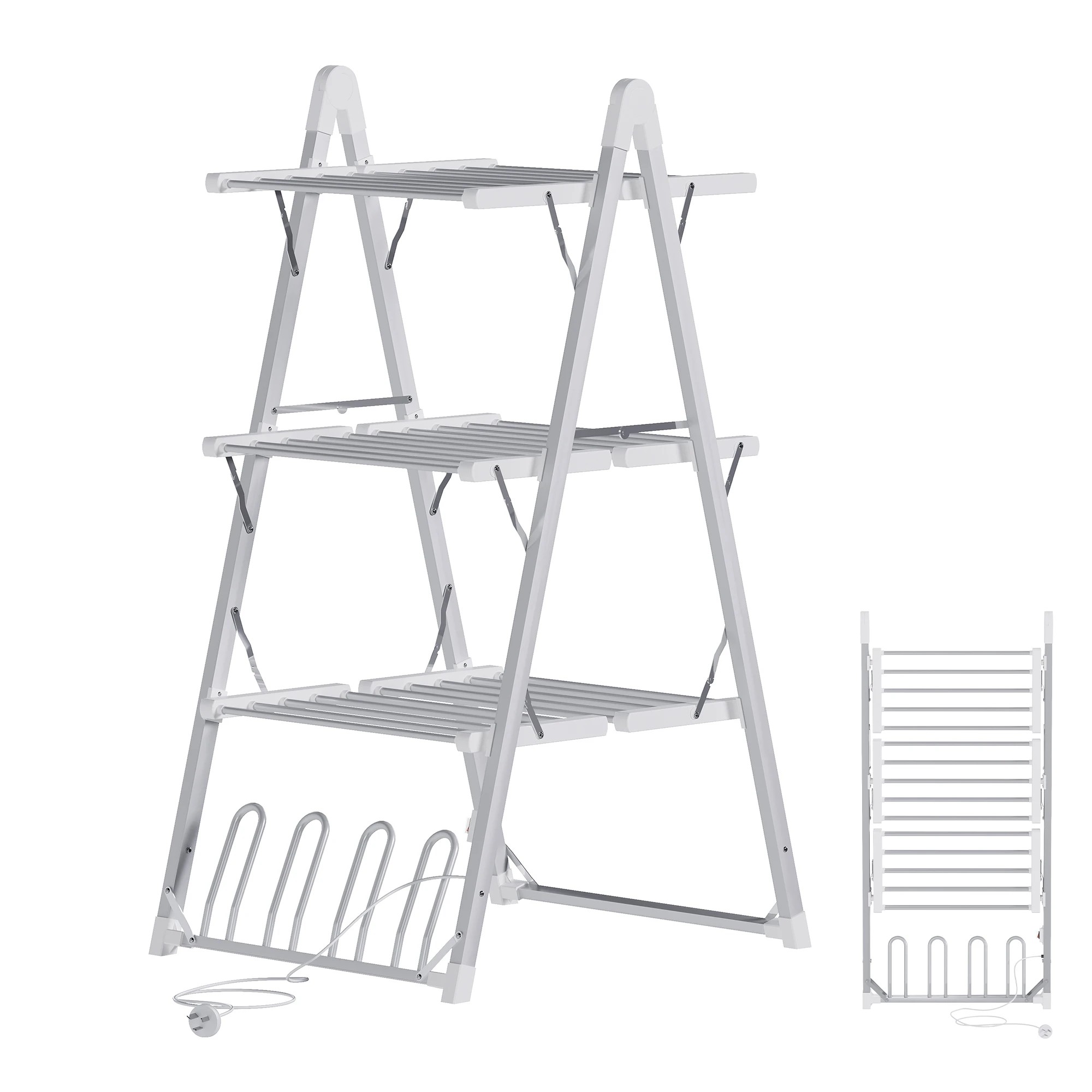 1 Advwin 3 Tier Freestanding Electric Clothes Dryer Heated Rack Towel Rail - Silver, 1 of 7