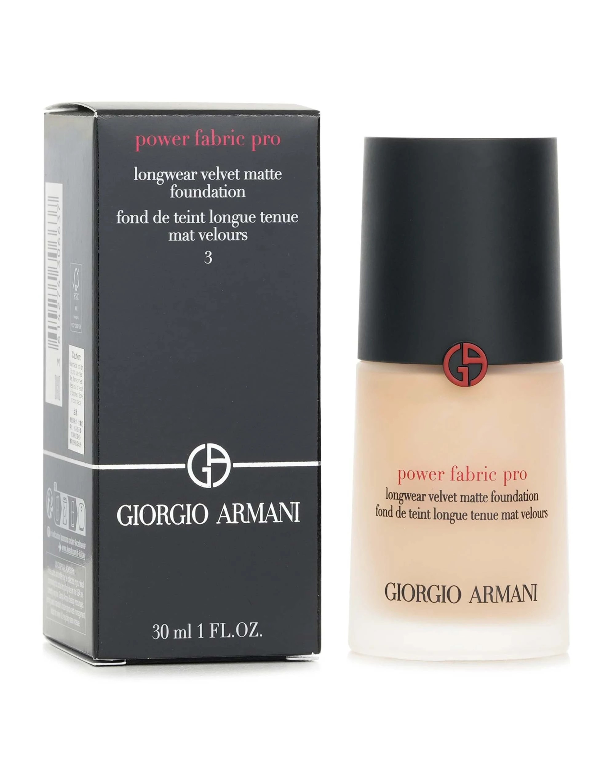 2 Giorgio Armani Power Fabric Pro Longwear Velvet Matte Foundation - # 3 30ml, 2 of 3
