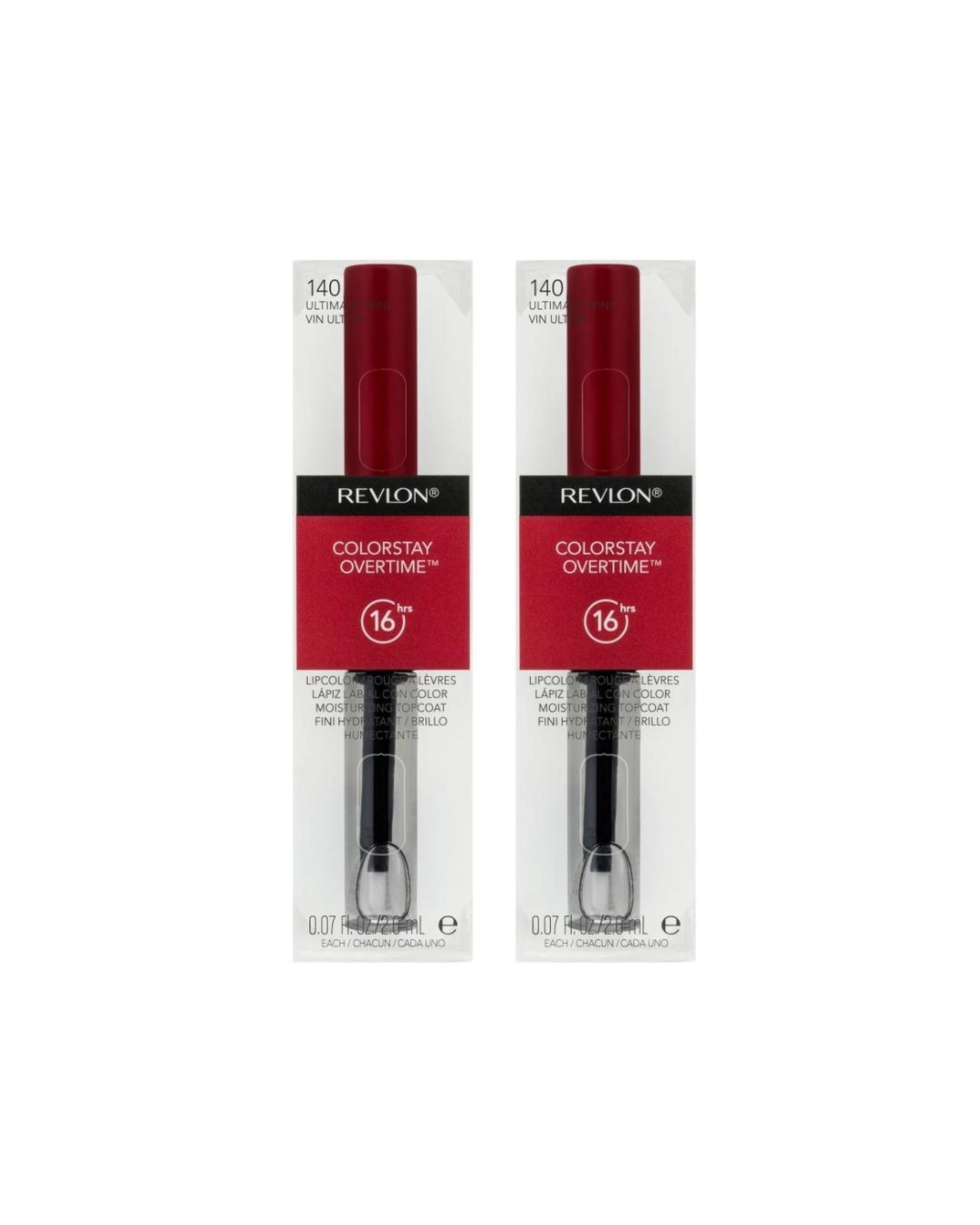 1 2 x Revlon Colorstay Overtime Lipcolor 2mL - 140 Ultimate Wine - Red, 1 of 2